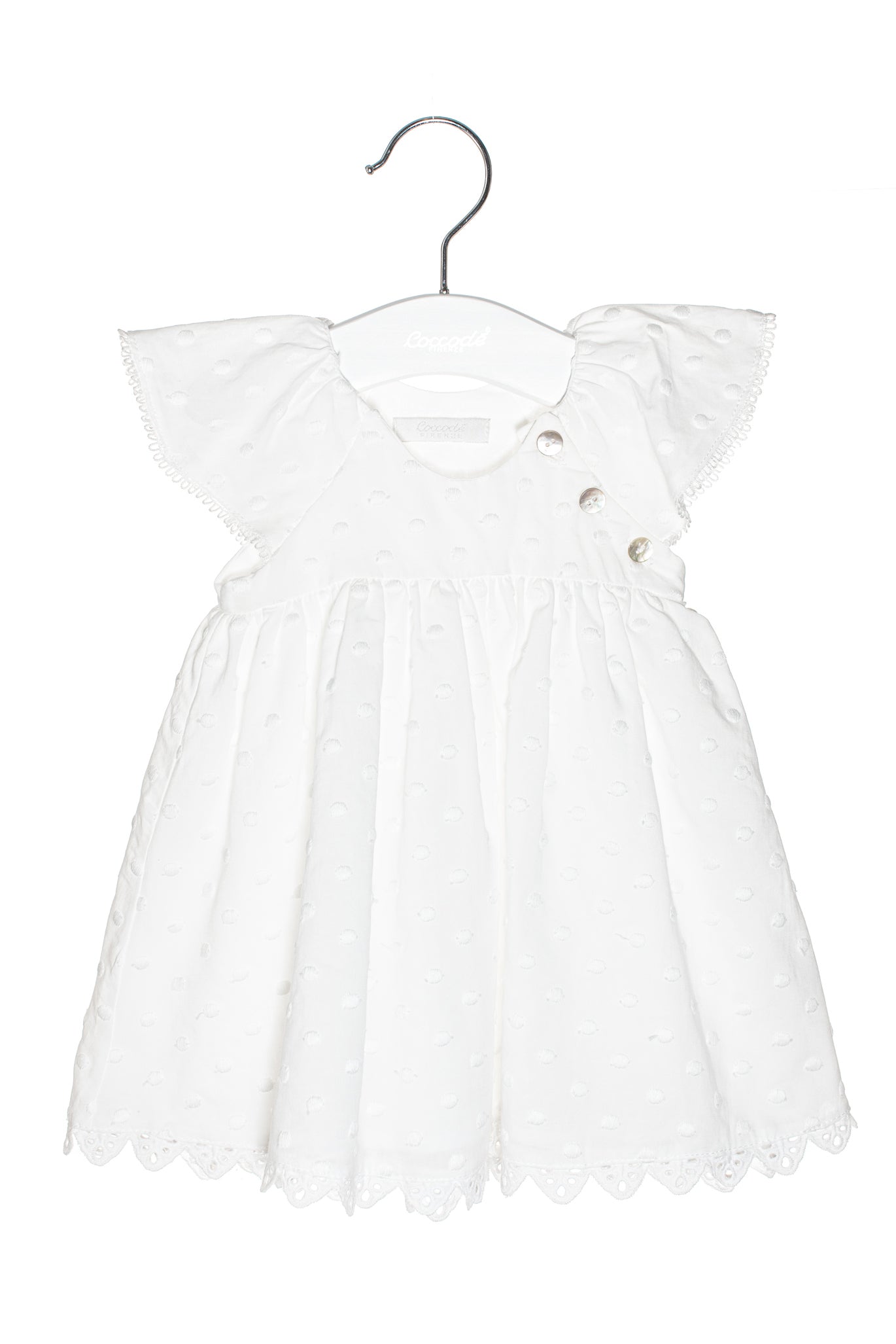 Thalia White Polka Dot Dress - Women's Flowy Summer Midi Dress with Short Sleeves | Perfect for Beach Vacations, Date Nights & Brunch Outings