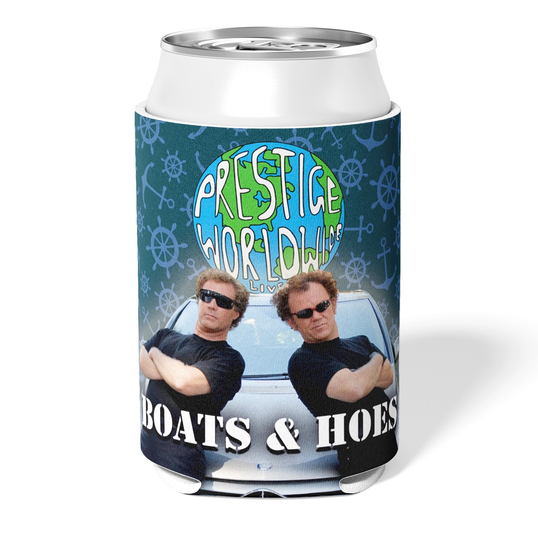 Prestige Worldwide Boats and Hoes Inspired Can Cooler - Insulated Beer Can Holder for Parties, BBQs & Outdoor Adventures (Step Brothers Movie Merchandise)