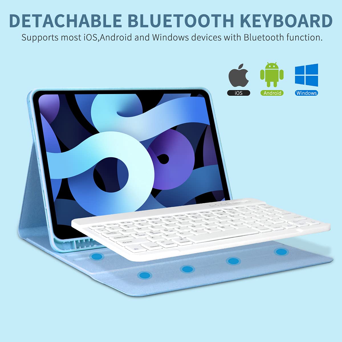 Magnetic Detachable Bluetooth Keyboard Case for iPad Air 11 inch (M3 2025/M2 2024) & iPad Pro 11 inch (1st-4th Gen) - Compatible with 10.9