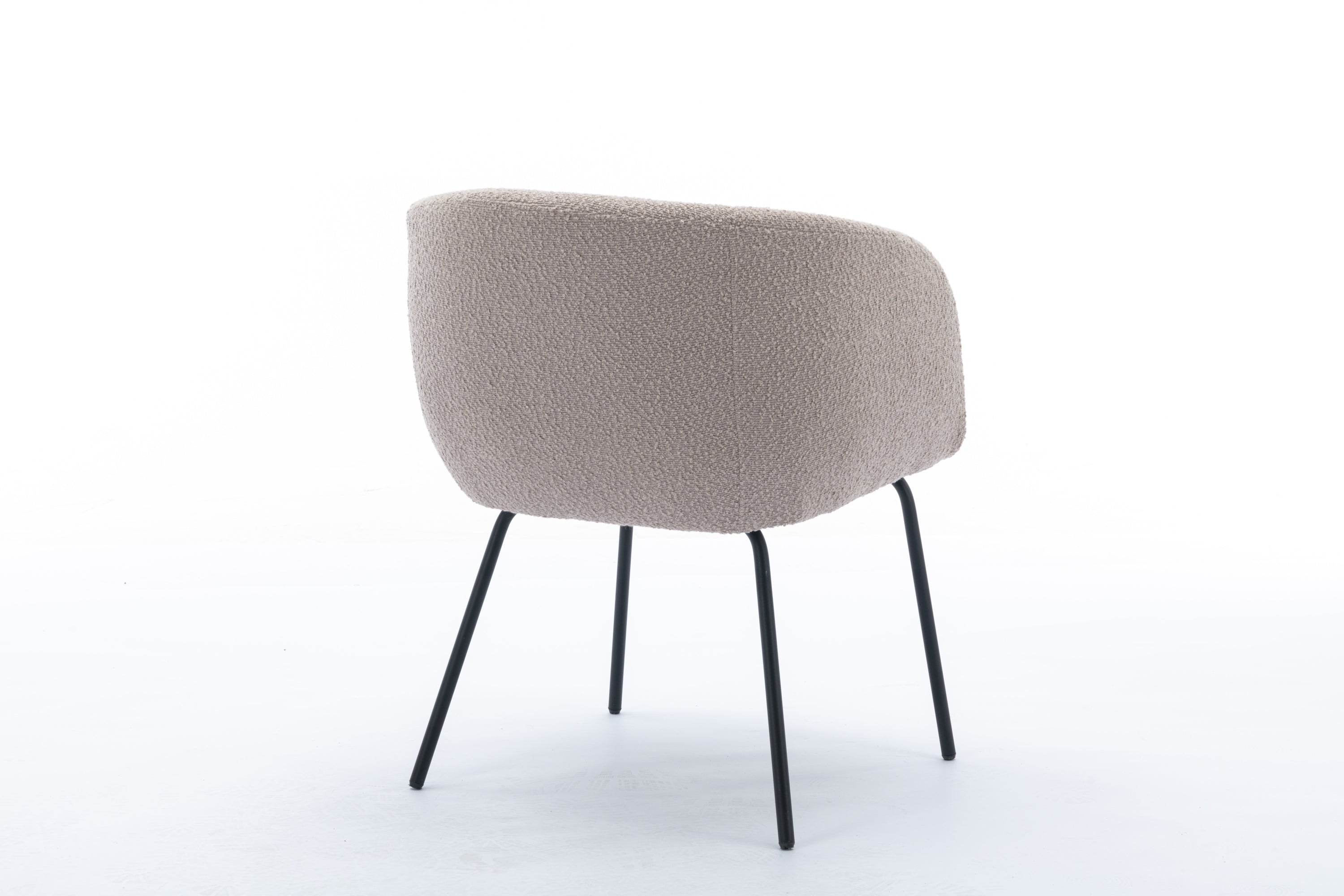 Boucle Fabric Dining Chair with Black Metal Legs - Set of 1 - Modern Upholstered Side Chair for Kitchen, Dining Room & Office