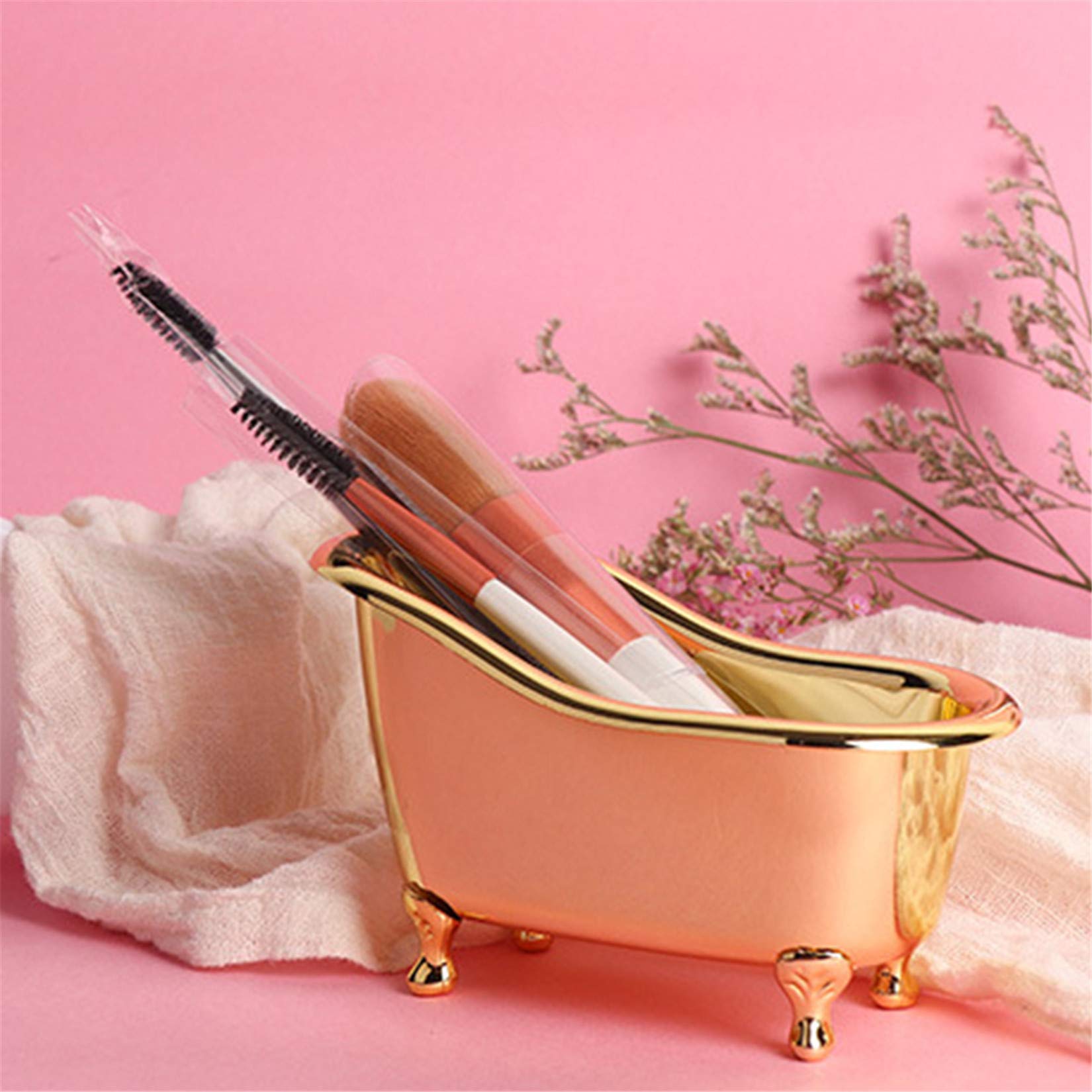 Mini Plastic Bathtub Jewelry Storage Box - Small Desktop Organizer for Jewelry, Sundries & Mini Plants - Perfect for Bathroom, Bedroom & Office Decor