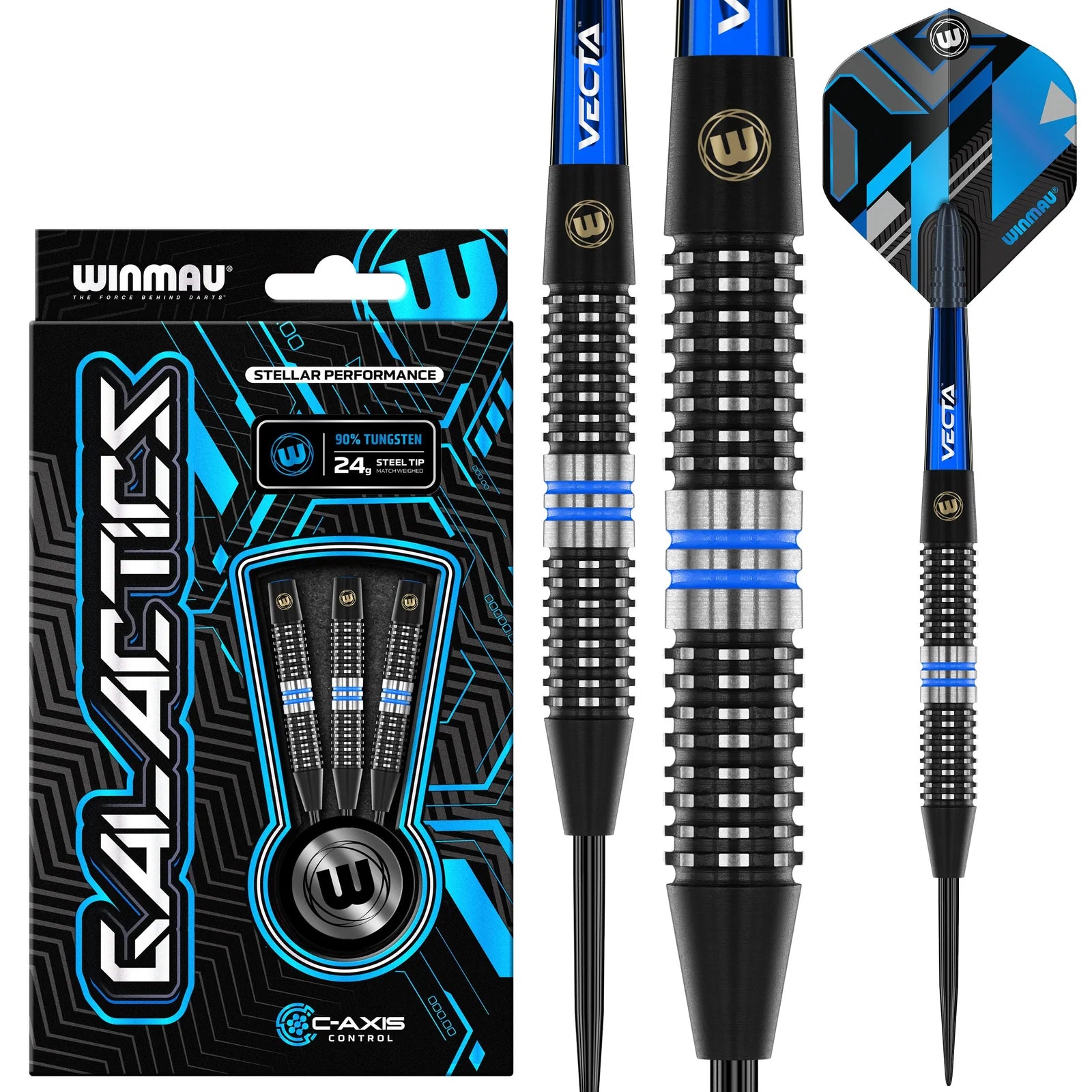 WINMAU Galactics Darts - 90% Tungsten Steel Professional Darts Set 24g for Precision Throwing | Perfect for Tournaments, Bars & Home Practice
