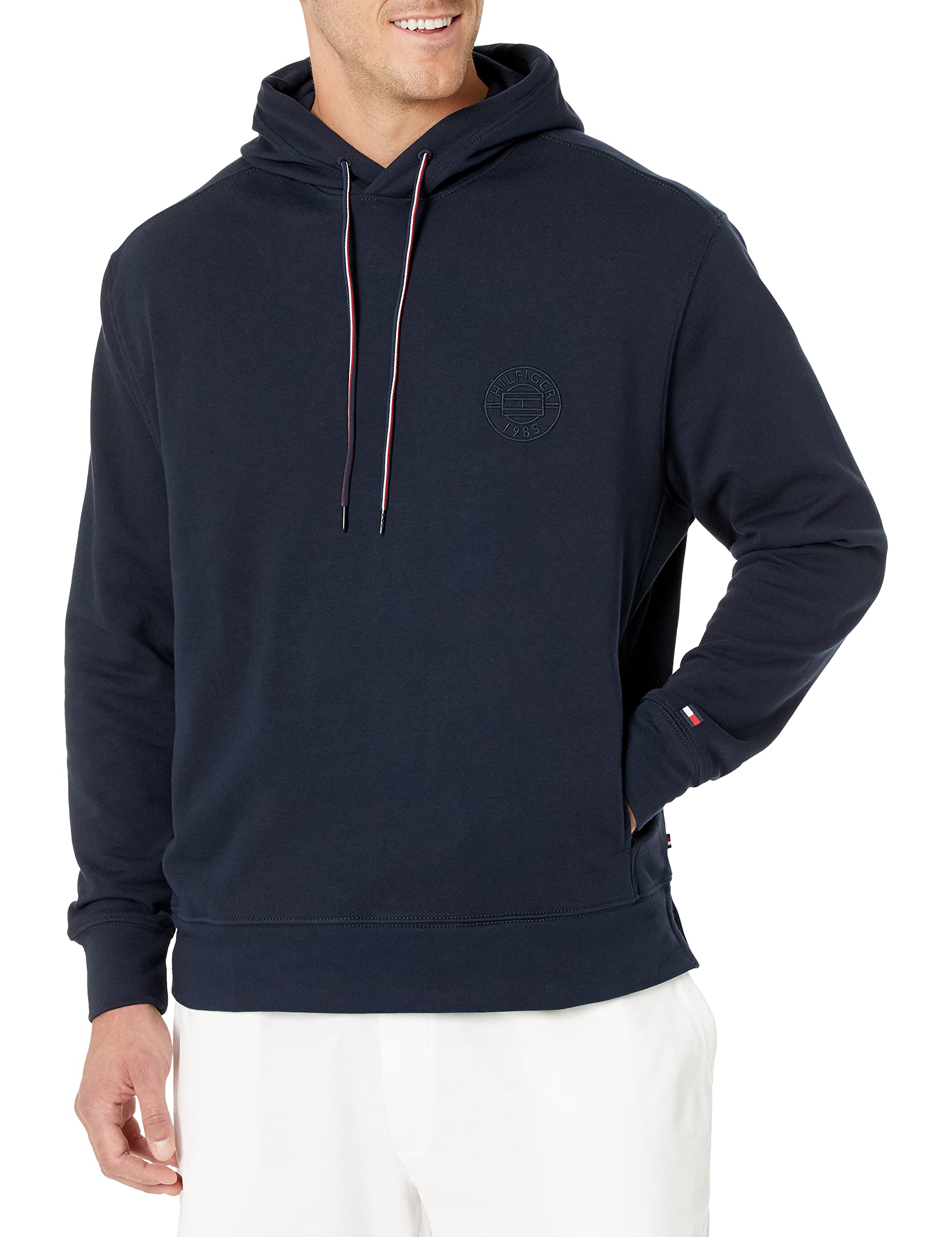 Tommy Hilfiger Men's Big & Tall Crest Hoodie Sweatshirt | Comfortable Cotton Pullover for Casual Wear & Outdoor Activities | Gym, Travel & Lounge Essential