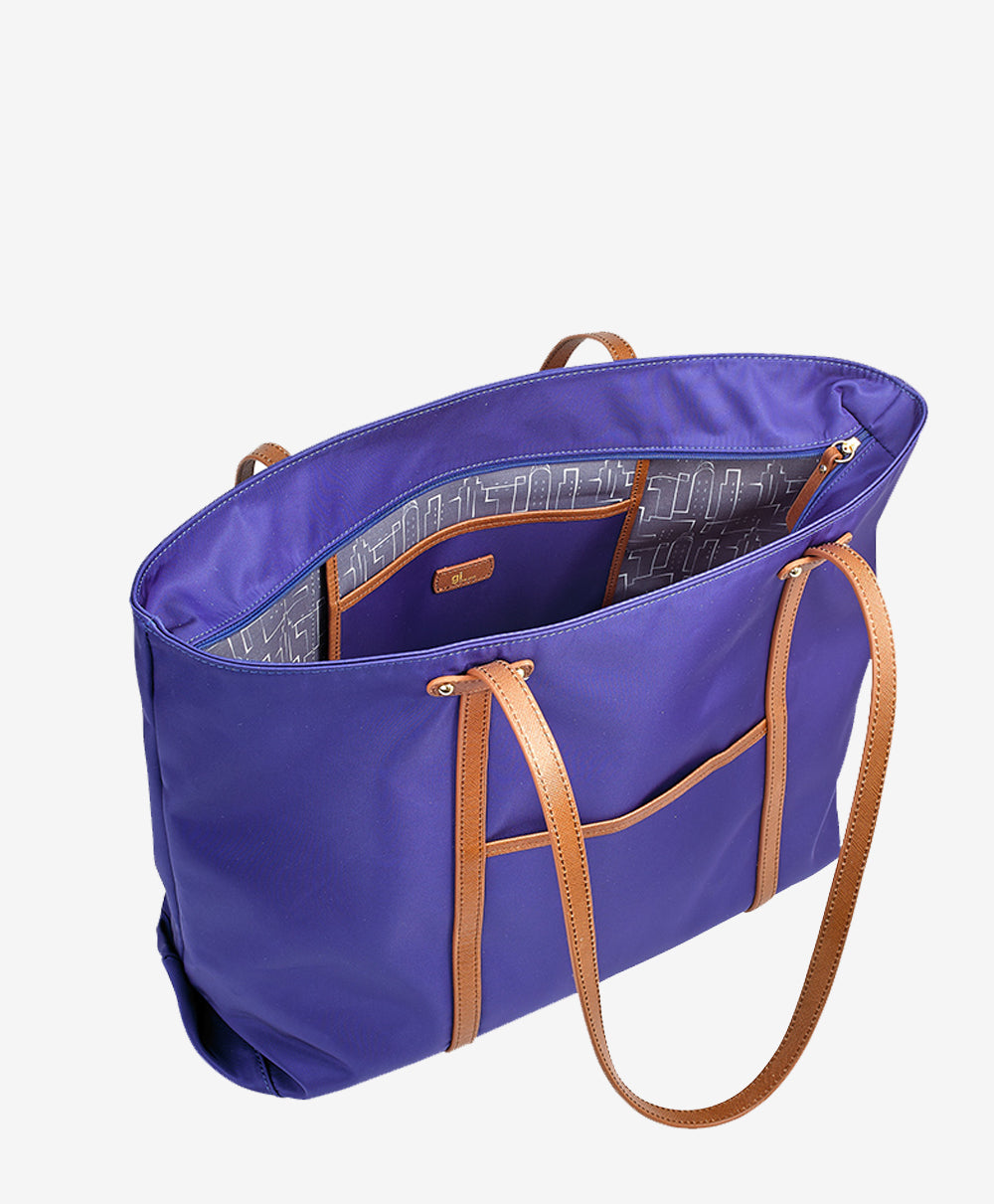Premium Cobalt Blue Union Square Tote Bag - Italian Nylon Luxury Handbag for Women - Perfect for Work, Travel & Everyday Use