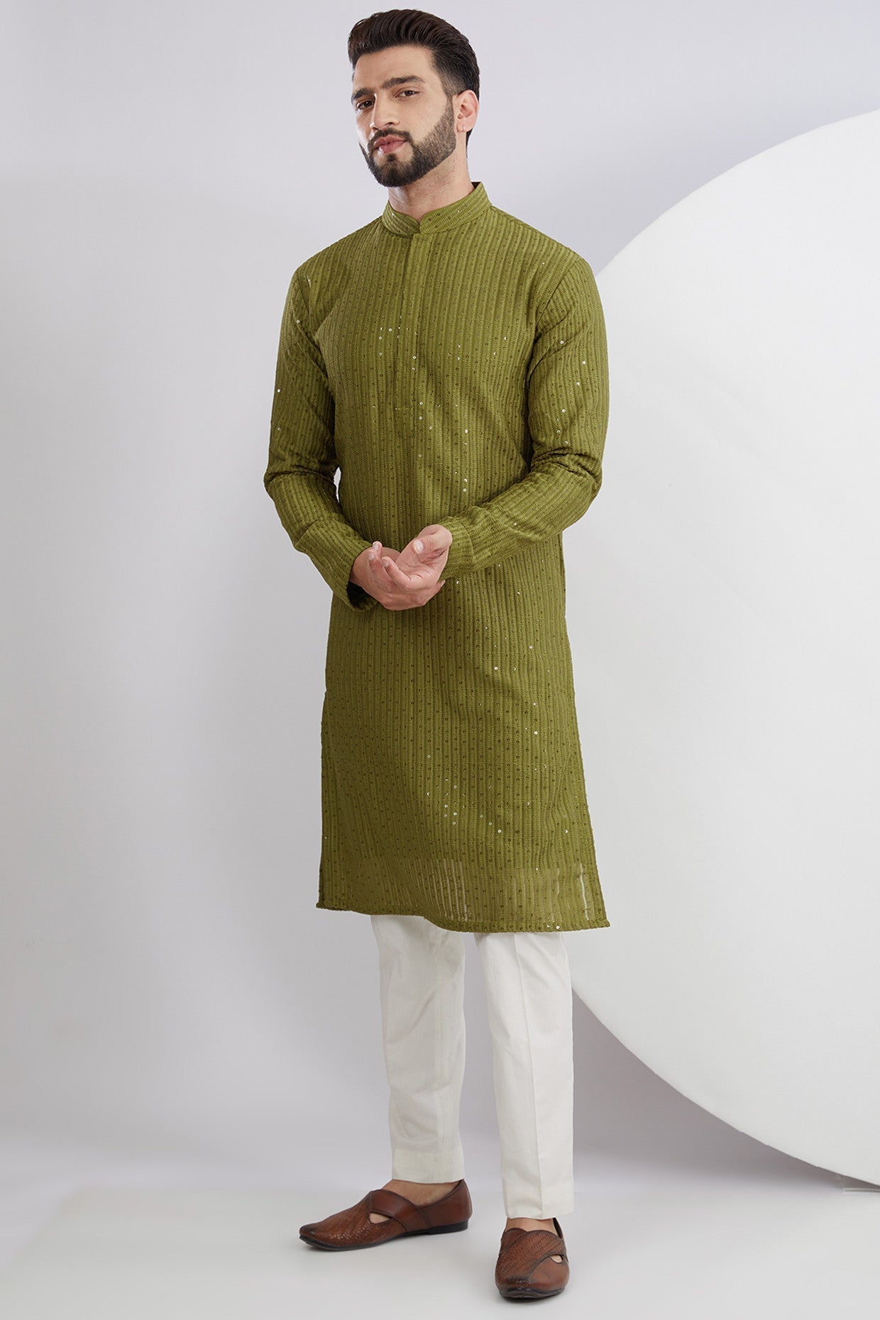 Stylish Mehndi Green Embroidered Kurta for Women | Traditional Indian Tunic Top | Perfect for Festivals, Weddings & Casual Wear