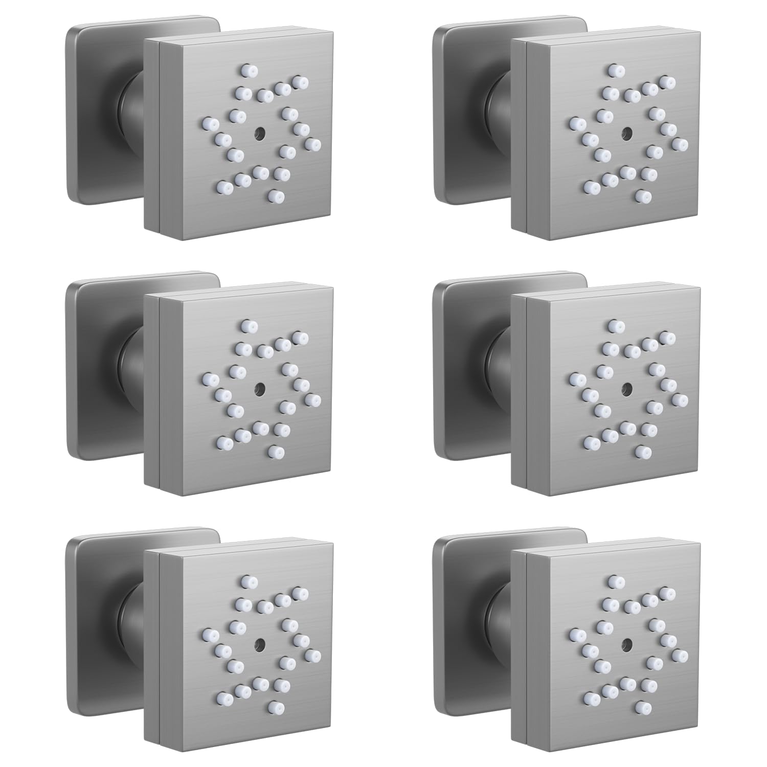 6PCS Adjustable High Pressure Dual Mode Shower Body Jets - Brushed Nickel Massage Spa Rain Shower Wall Sprayer for Relaxation & Hydrotherapy - Perfect for Bathroom, Spa, and Wellness Retreats