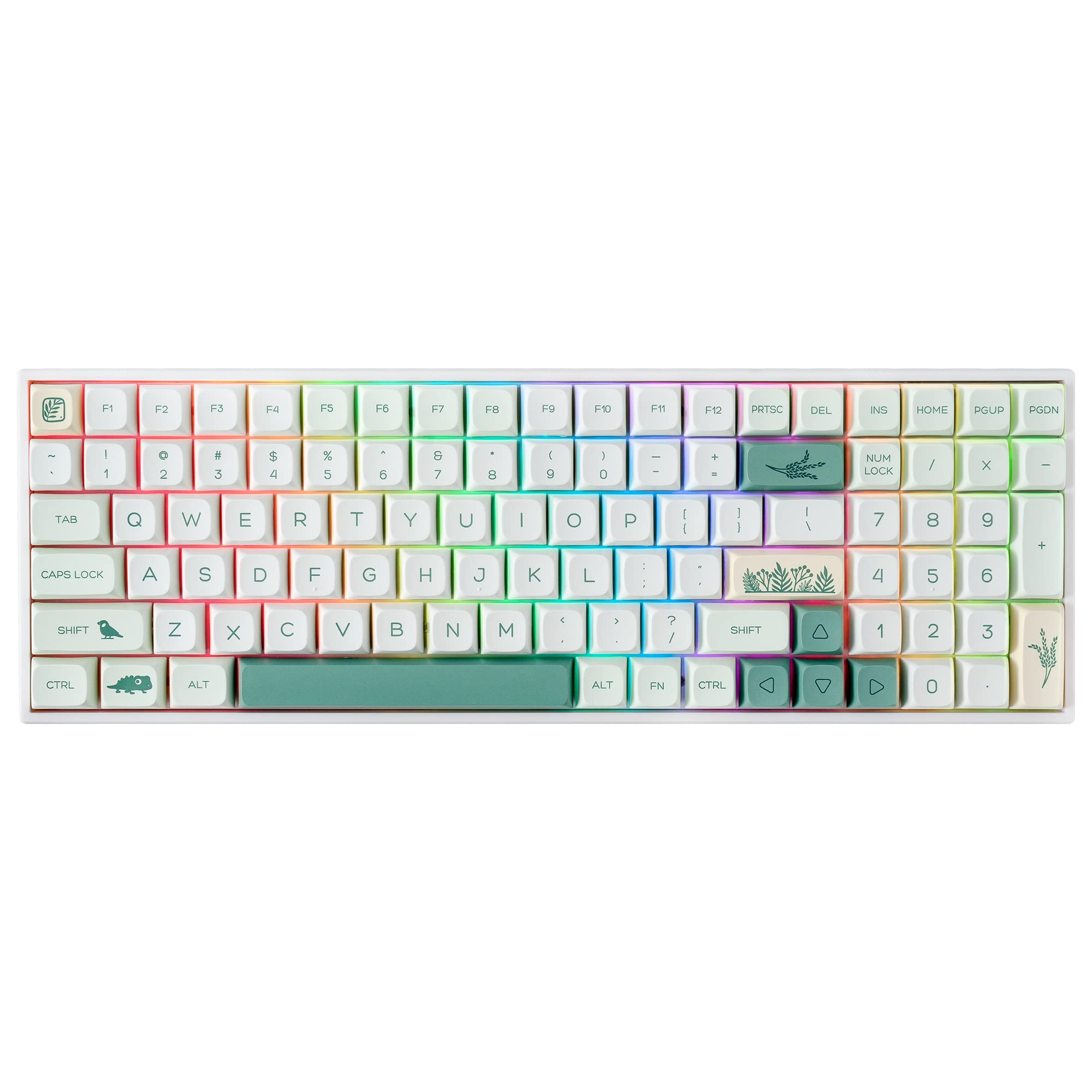 BOYI TK96 90% RGB Hot Swappable Triple Mode Mechanical Gaming Keyboard - 2.4Ghz Wireless/Bluetooth 5.0/USB Wired, N-Key Rollover, Gateron Yellow Switches, Zoological & Botanical Gardens XDA Keycaps - Perfect for PC Gaming, Office Work & Typing Enthusiasts