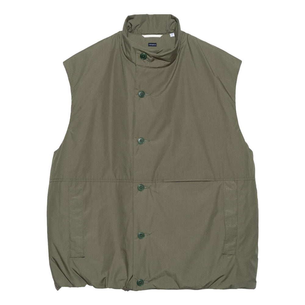 Nanamica Insulated Vest for Men - Lightweight Warm Olive Puffer Vest for Outdoor Hiking, Camping & Winter Travel