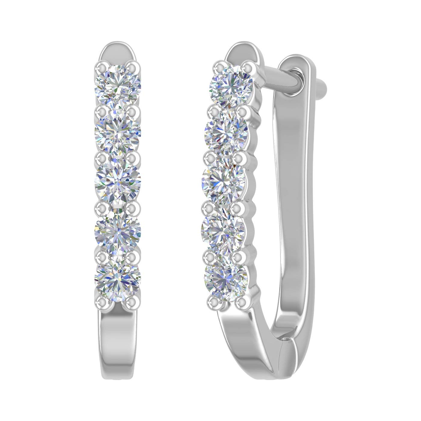 1/2 Carat Natural Diamond Hoop Earrings - 10K Gold or 950 Platinum - Elegant & Timeless Jewelry for Women - Perfect for Weddings, Parties & Everyday Wear
