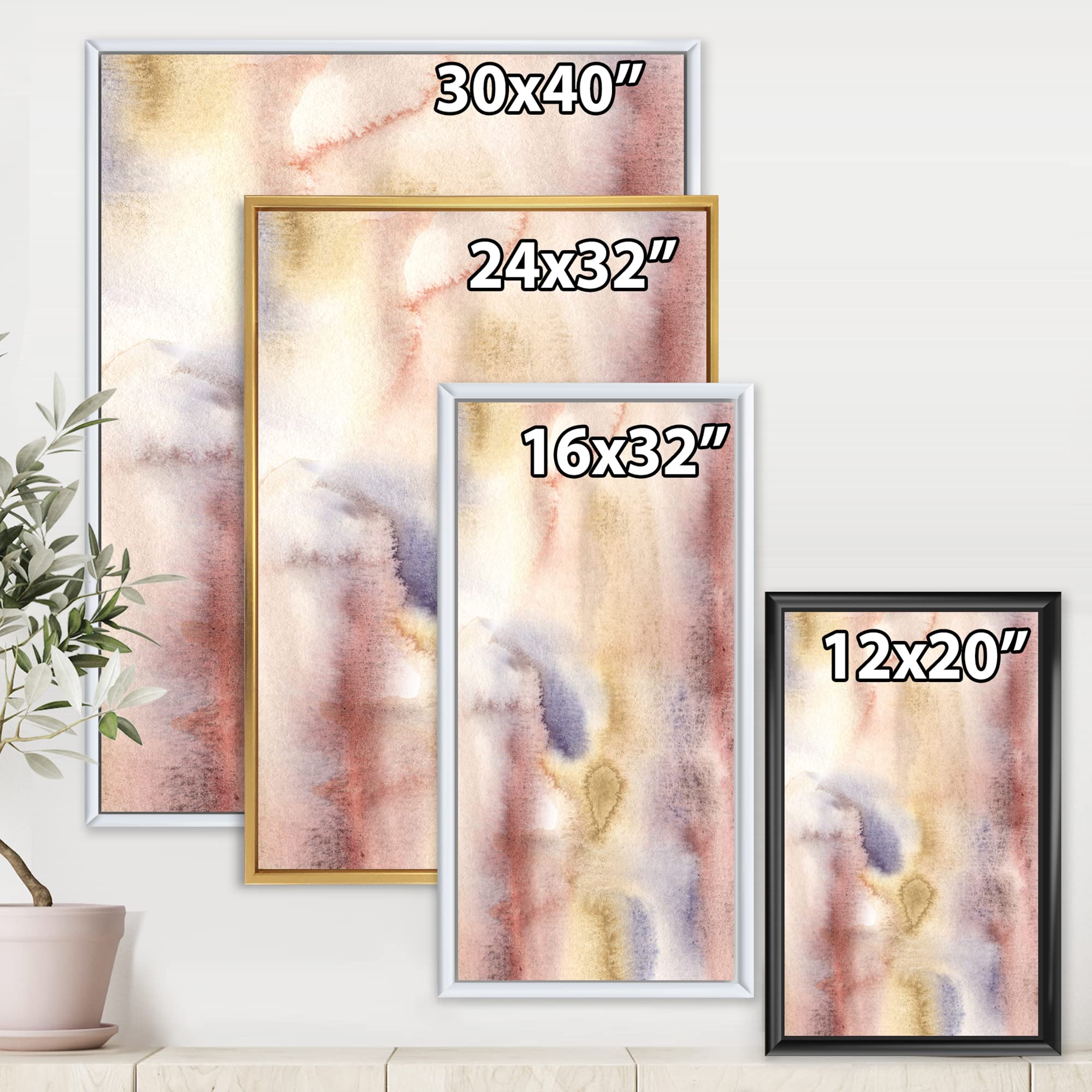 Pastel Abstract Canvas Wall Art with Dark Blue, Pink & Yellow Spots - Modern Framed Print for Living Room, Bedroom & Office Decor