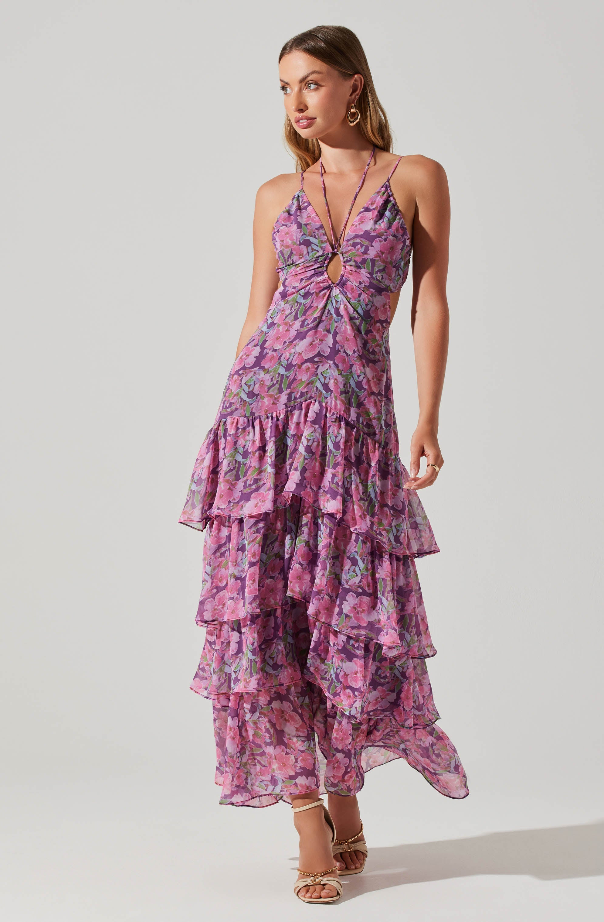 Aneira Floral Tiered Maxi Dress - Women's Summer Boho Long Dress with Pockets | Perfect for Beach Vacations, Weddings & Date Nights