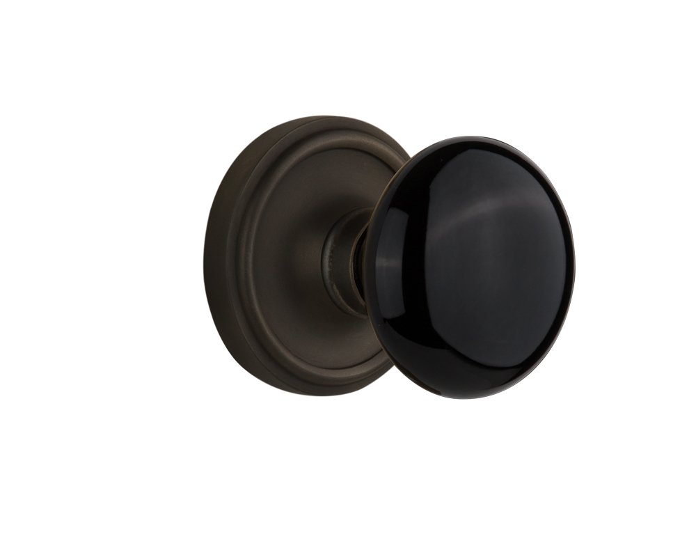 Vintage Black Porcelain Door Knob - Classic Rosette Design for Interior Doors | Nostalgic Warehouse | Perfect for Victorian, Craftsman & Farmhouse Style Homes