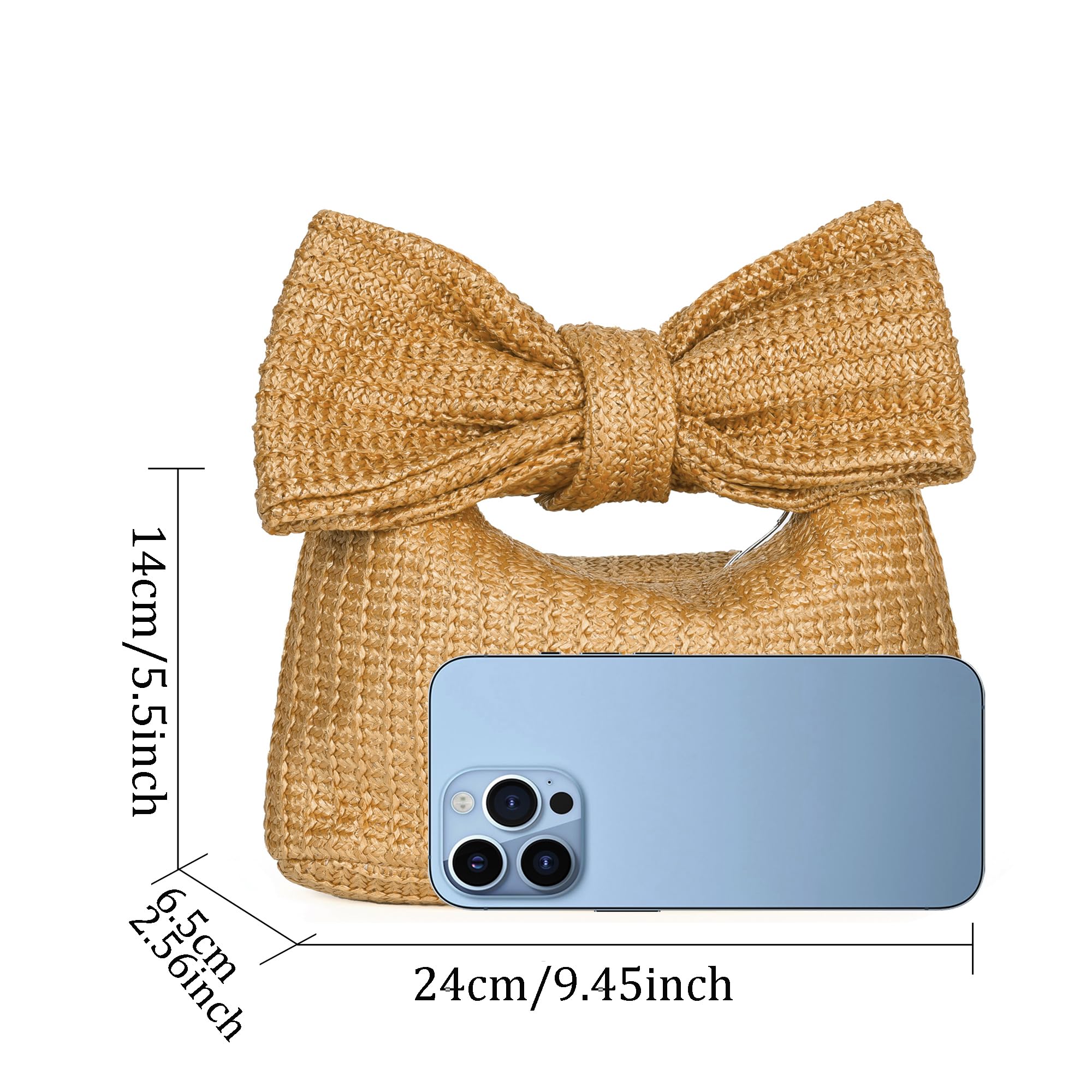 Stylish Handmade Straw Clutch Purse for Women - Elegant Bow Design for Wedding, Party, Prom & Club Events - Perfect Photo Accessory & Evening Bag