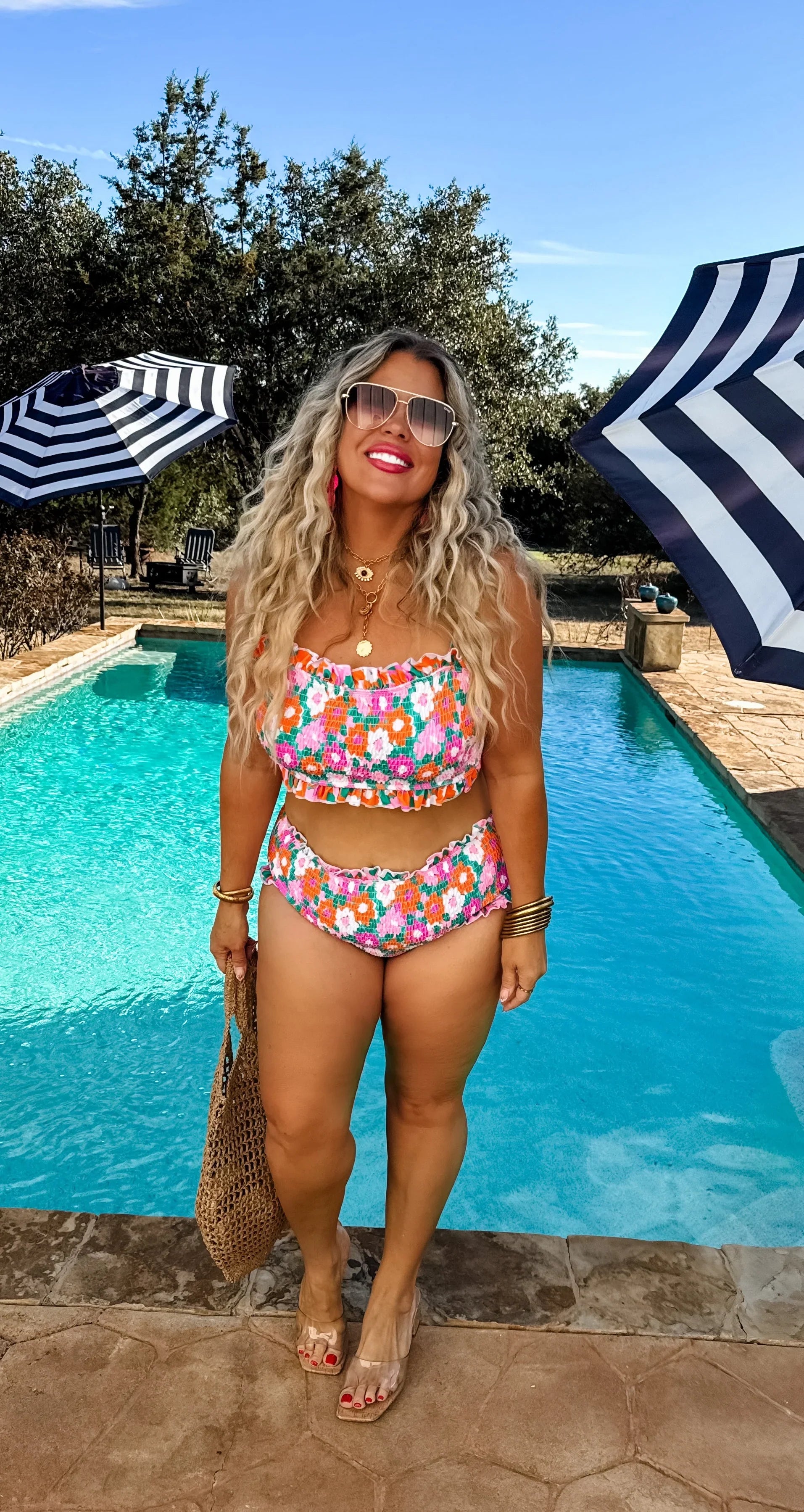 Amalfi Blooms Swim Set - Women's Floral Print Bikini & Cover Up | Beach Vacation, Pool Party, Summer Outfit