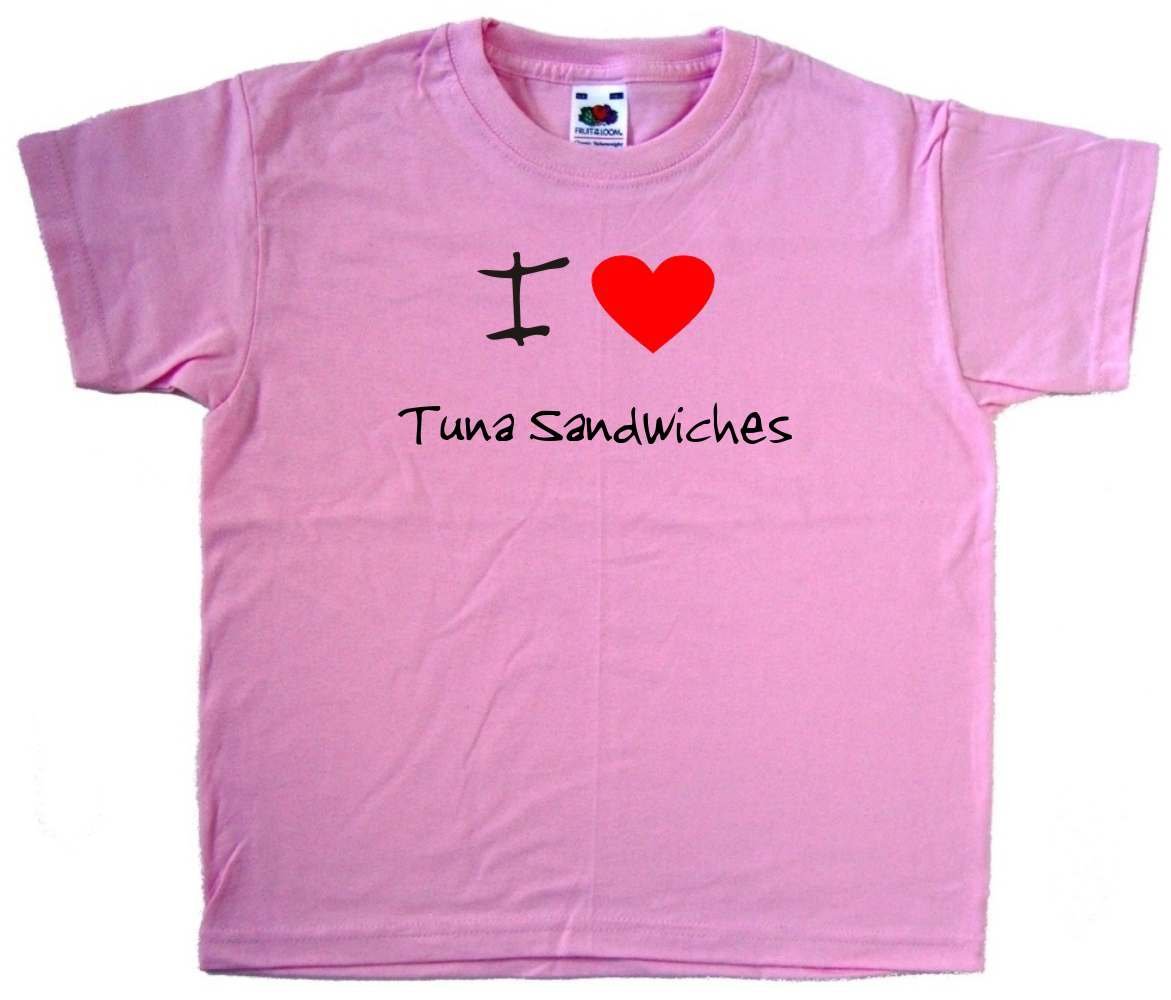 I Love Heart Tuna Sandwiches Pink Kids T-Shirt - Cute Graphic Tee for Girls & Boys - Perfect for School, Playdates & Family Outings