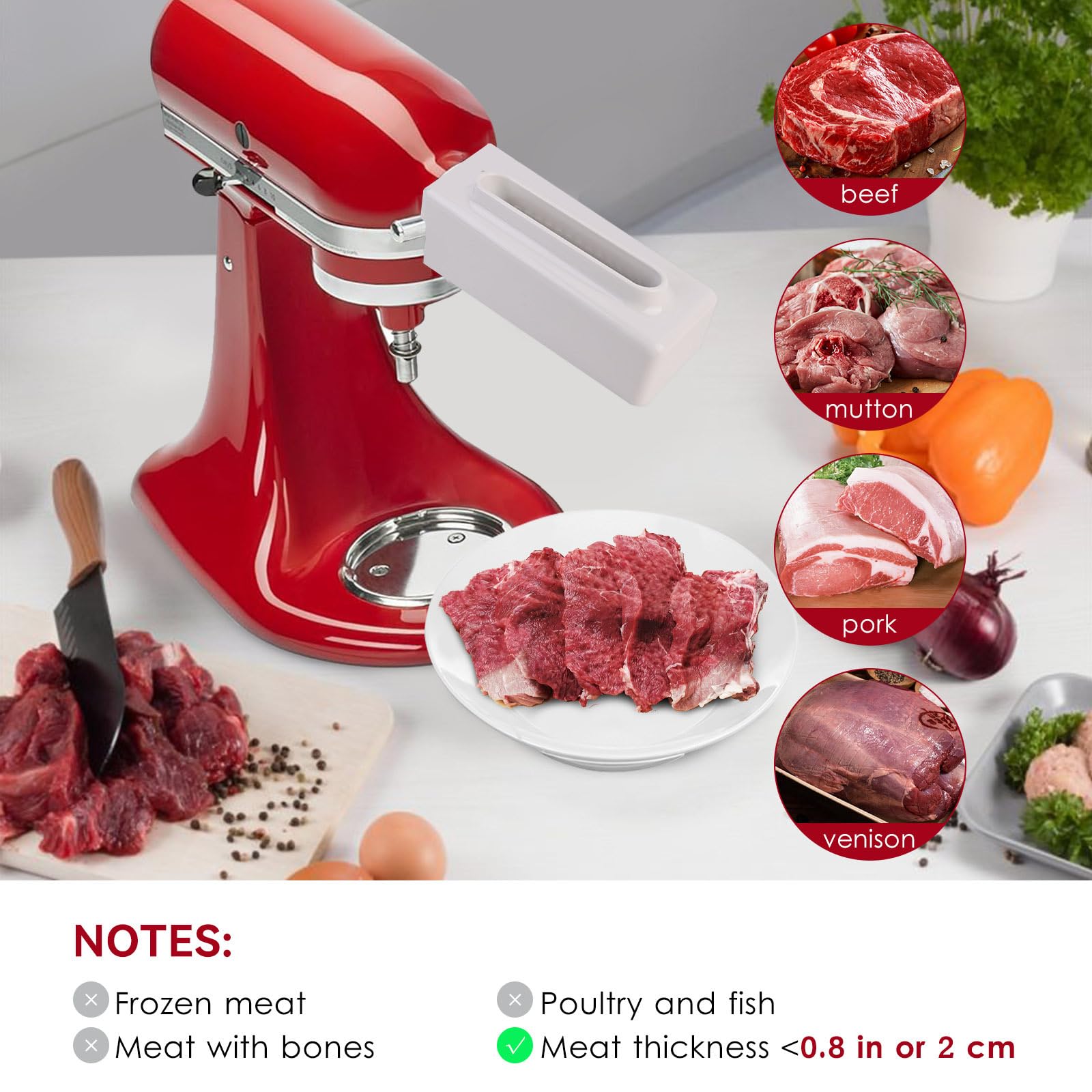 Premium Meat Tenderizer Attachment for KitchenAid & Cuisinart Stand Mixers - Durable Stainless Steel Mixer Accessory - Perfect for Grinding Meat, Making Sausages & Preparing Homemade Burgers