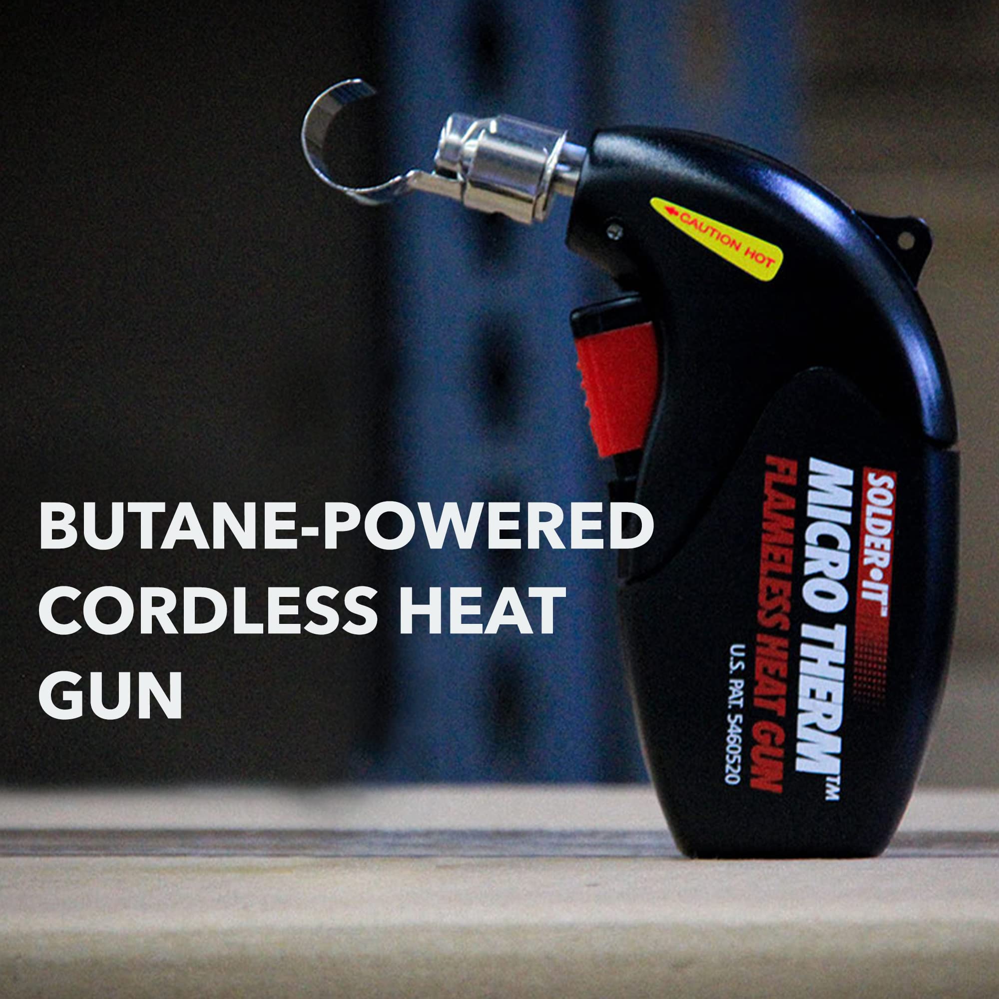 Micro Therm Butane Heat Gun (MJ-600) - Flameless Mini Heat Gun with Detachable Heat Deflector, Piezo Ignition & Refillable Butane Tank | Perfect for Heat Shrink Tubing, PVC Pipe Bending, DIY Crafts, Electronics Repair & Home Improvement Projects
