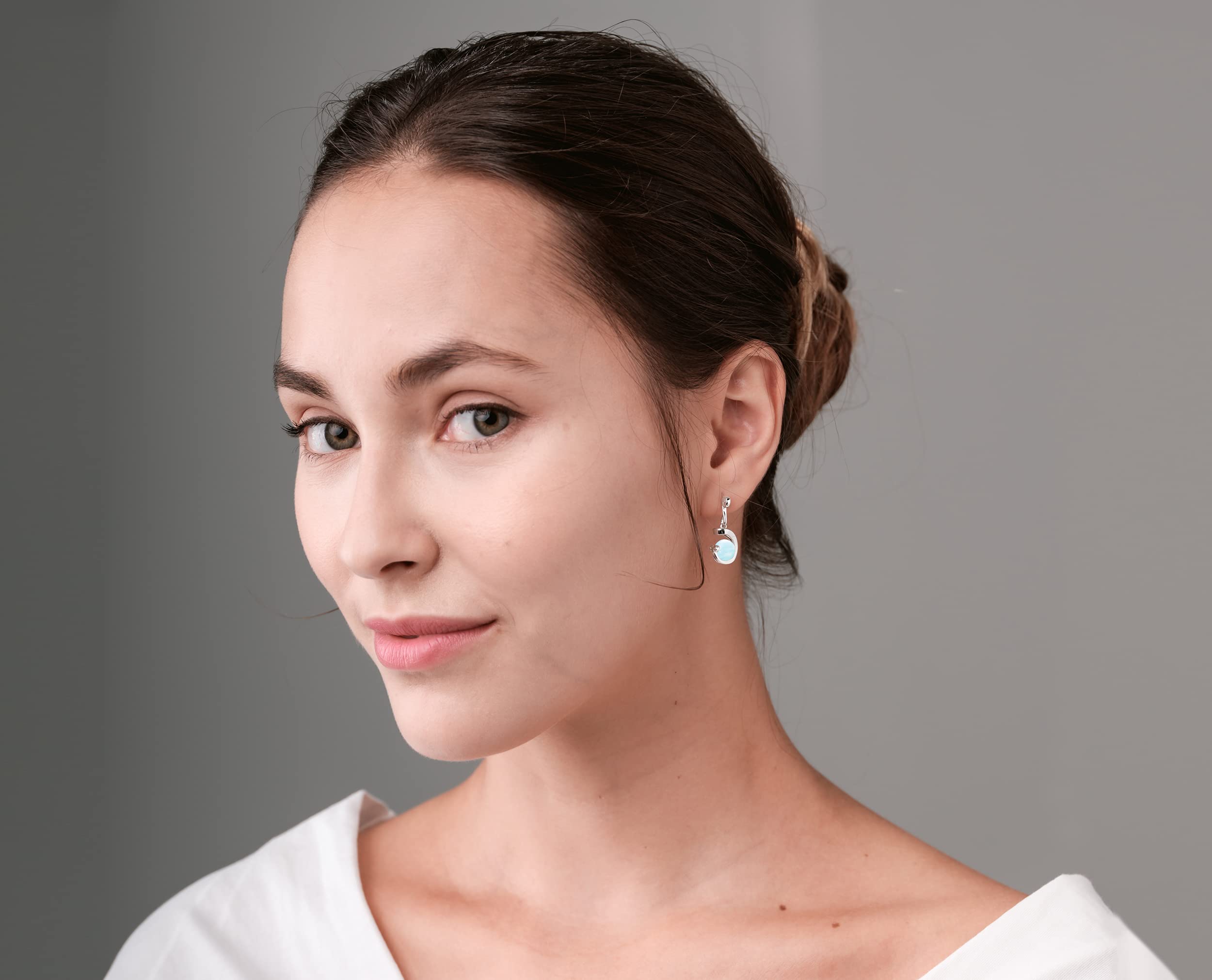 Aquamarine Drop Dangle Earrings for Women - March Birthstone Ball Earrings in Sterling Silver - Elegant Everyday Jewelry for Work, Party & Special Occasions