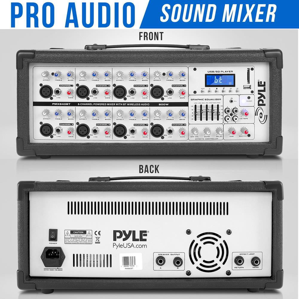 8-Channel Bluetooth Audio Mixer for DJs & Live Performances - Professional Studio Mixing Console with Wireless Connectivity - Perfect for Home Studios, Podcasting & Music Production