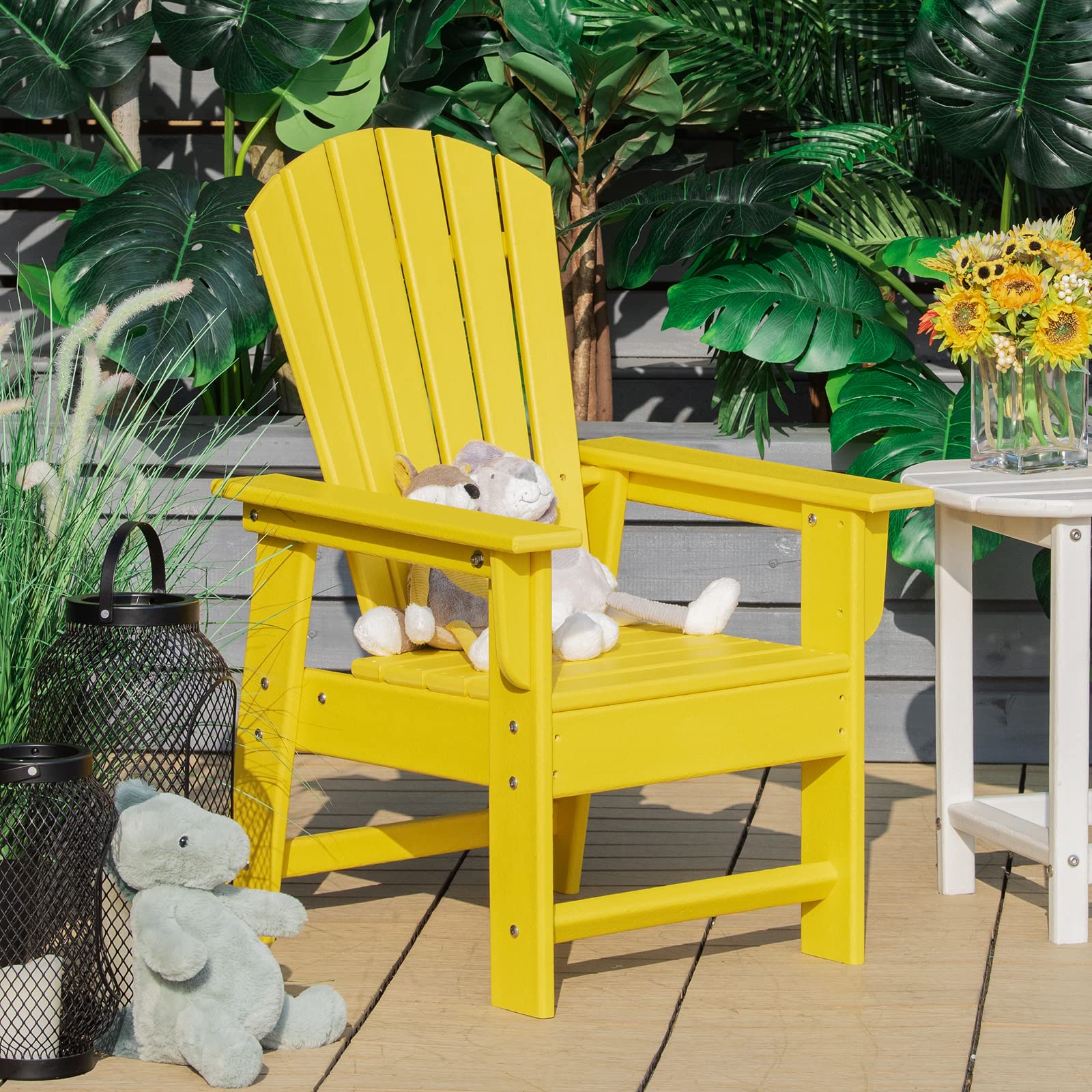 **Giantex Kids Adirondack Chair - Yellow HDPE Outdoor Patio Chair with Ergonomic Backrest for Toddlers, Deck, Porch, Backyard & Poolside - Weather-Resistant & Durable for Indoor/Outdoor Use - Perfect for Relaxing, Lounging & Playtime**