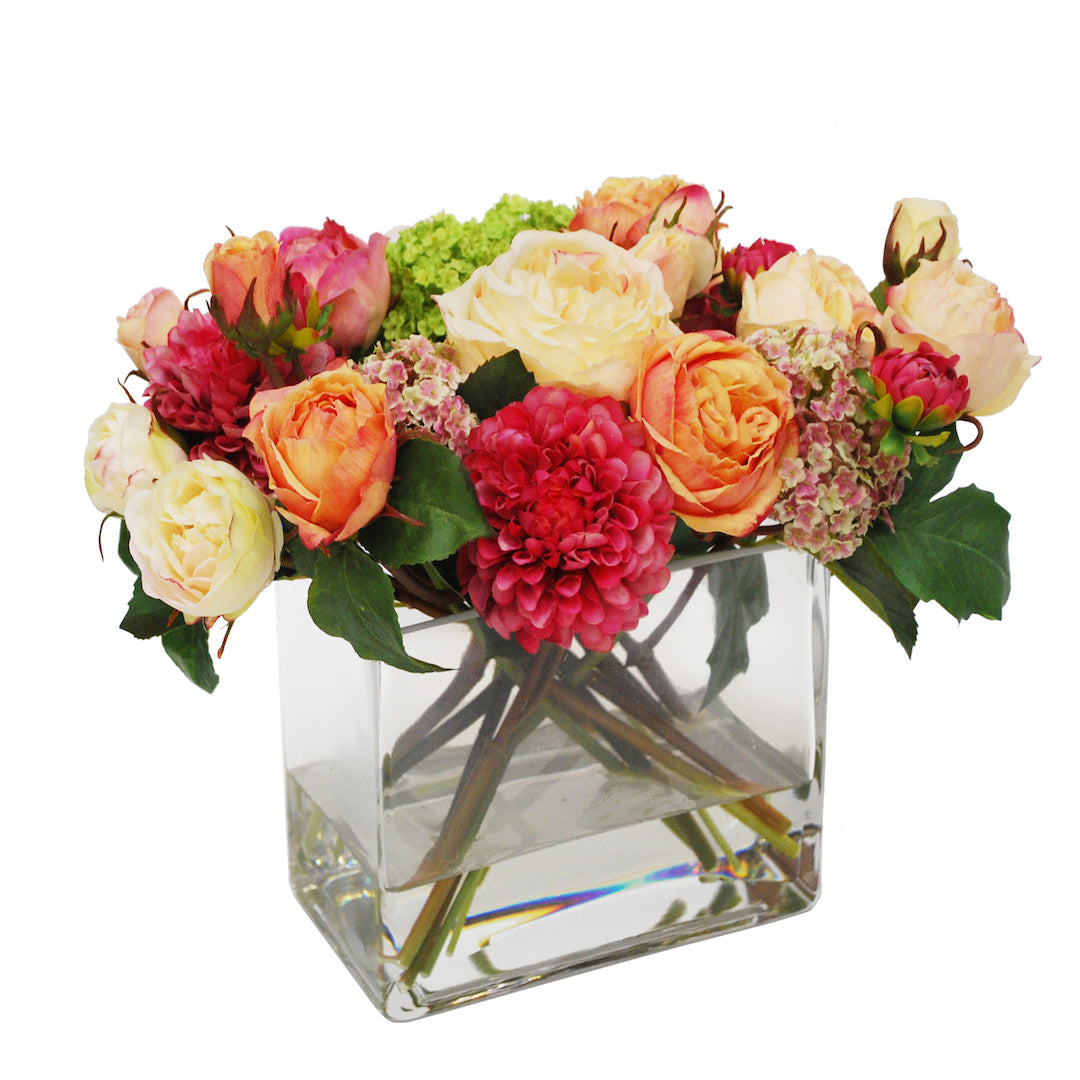 Premium Dahlia & Garden Rose Mix - Fresh Cut Flowers for Bouquets, Weddings, and Home Decor