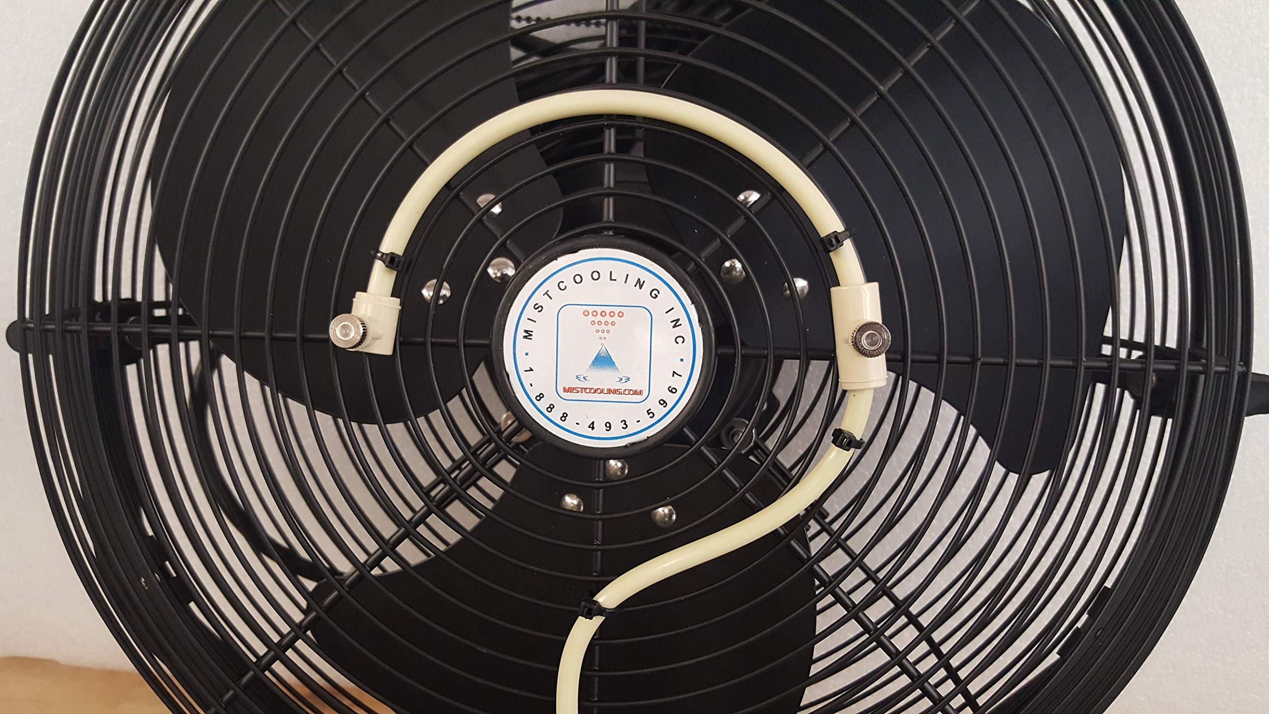 Fan Mist Cooling Kit - USA Made Tubing, Low Pressure Misting Ring with Brass/Stainless Steel Nozzles (2 Nozzle System) - DIY Outdoor Patio Cooling Solution for Backyard, Deck, and Poolside