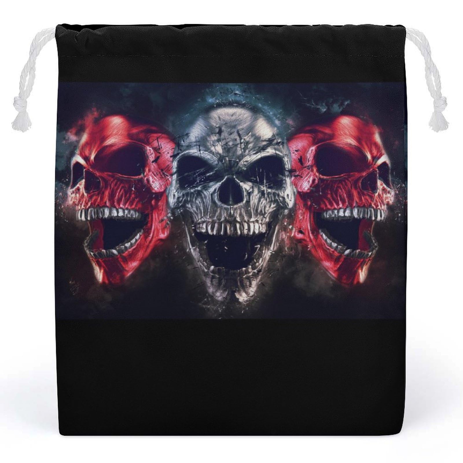 **Screaming Demon Skulls Cute Muslin Drawstring Bags - Small Reusable Gift Pouch for Party Favors, Halloween Treats & Jewelry Storage**