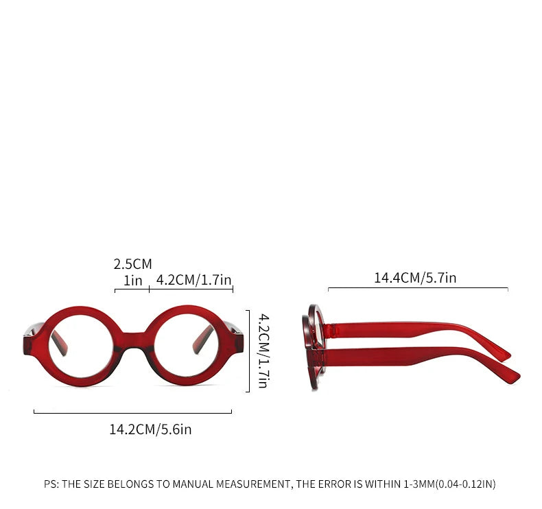 CCspace Women's Full Rim Round Thick Polycarbonate Reading Glasses +1.00 to +4.00 Strength | Blue Light Blocking | Lightweight & Durable for Reading, Computer Work & Office Use