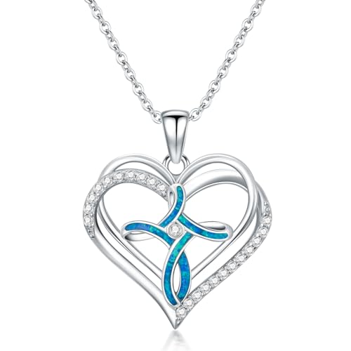 Heart Opal Cross Necklace