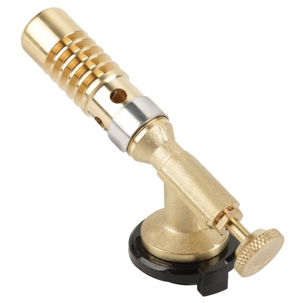 Premium Brass Butane Culinary Torch - Electronic Ignition Kitchen Torch for Crème Brûlée, Desserts, BBQ & Charcoal Lighter | Professional Cooking, Baking & Grilling Tool