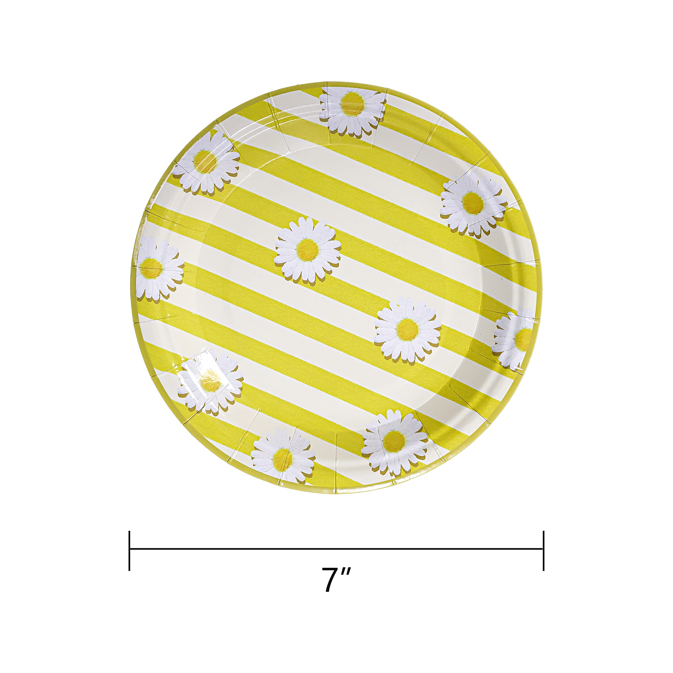50-Piece Daisy Paper Dessert Plates Set - 7 Inch Disposable Floral Cake Plates for Birthday Parties, Baby Showers & Spring Garden Tea Events