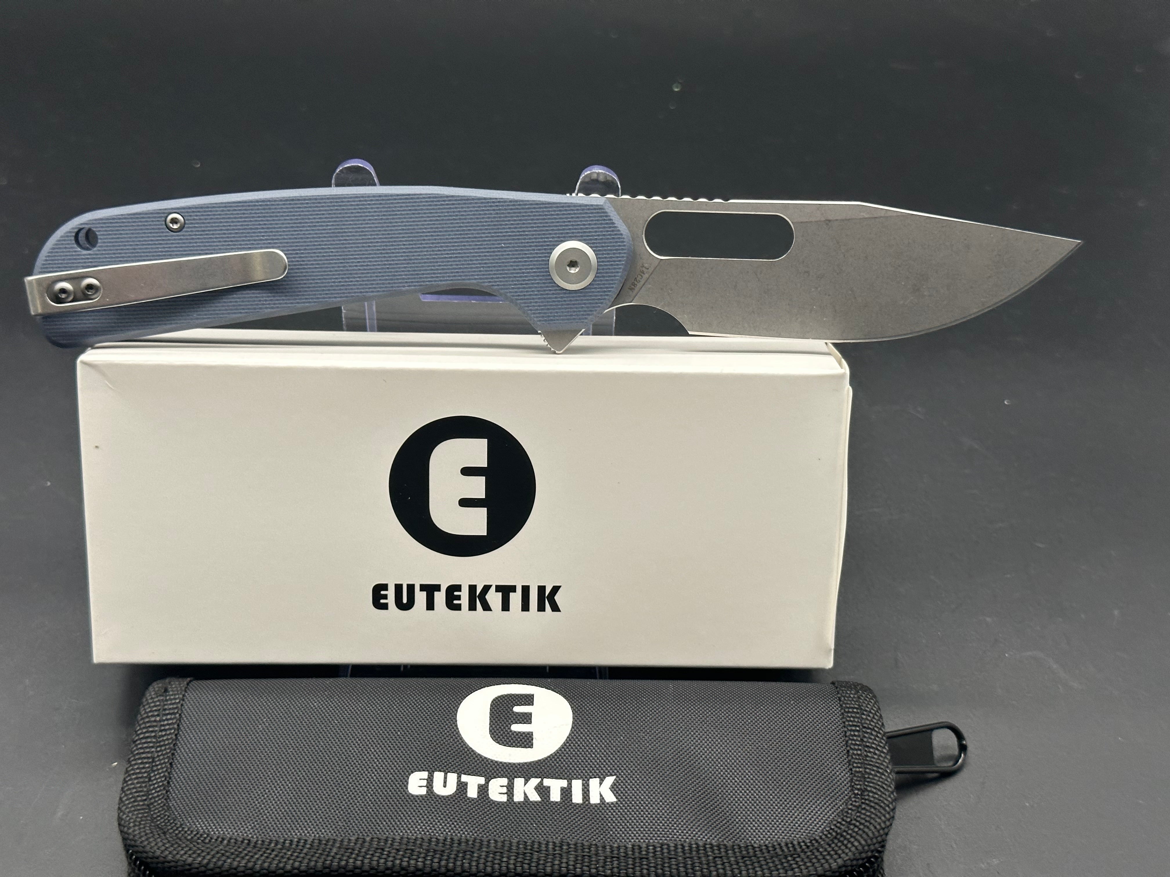 Eutektik Trinity Grey G10 Folding Knife - New in Box | Includes LTK Koozie, Patch & Sticker | Perfect for Outdoor Camping, Hiking and Everyday Carry (EDC)