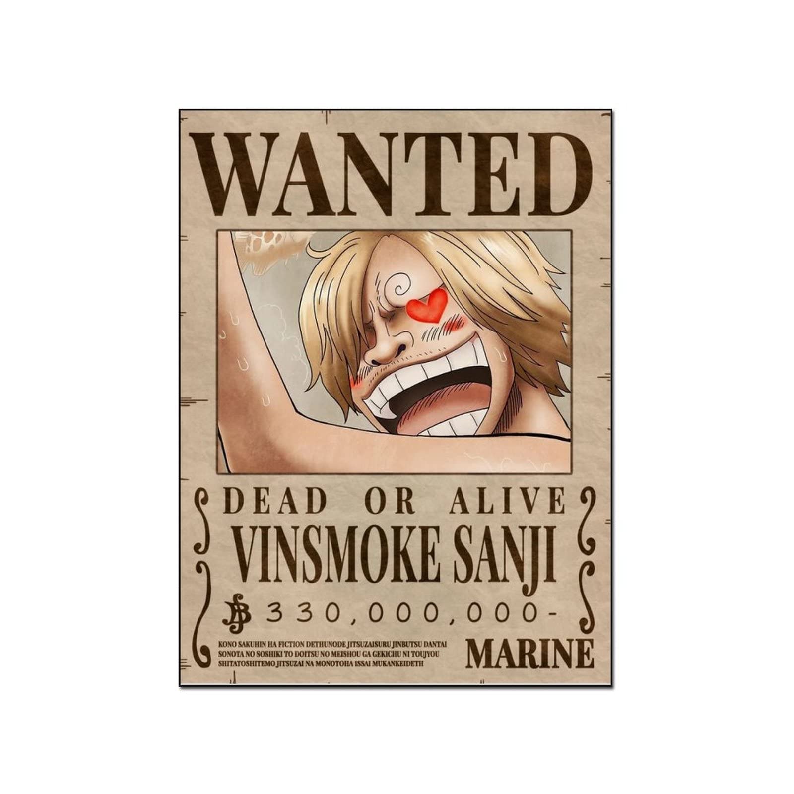 Sanji Wanted Anime Poster Canvas Wall Art - 16x20inch (40x51cm) Unframed Home Decor for Living Room & Bedroom - Perfect for Anime Fans & One Piece Collectors