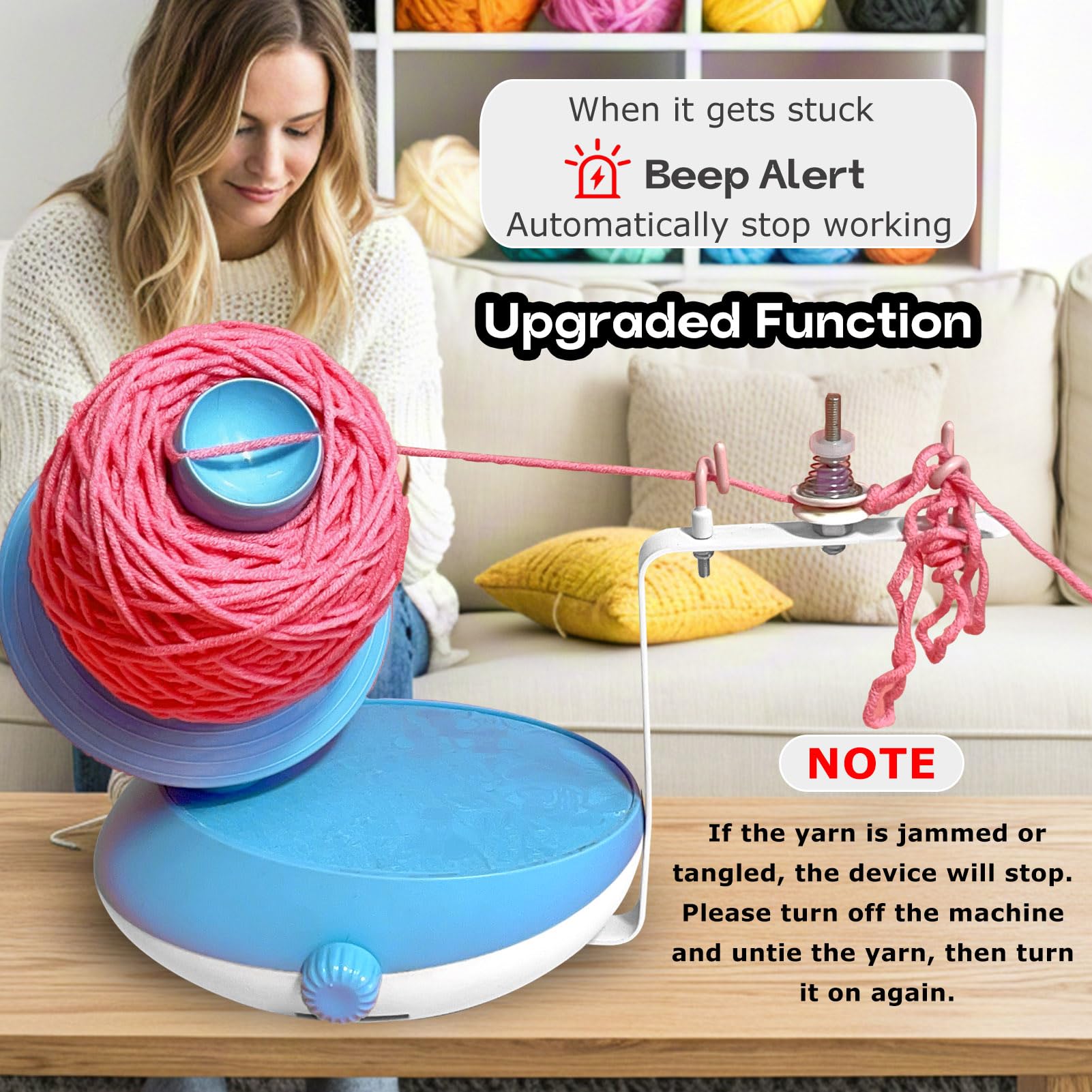 Electric Yarn Winder - Large Capacity Automatic Yarn Ball Winder with Adjustable Speed for Crocheting & Knitting | Works with Yarn Swift | Easy to Use Yarn Cake Winder for DIY Handmade Projects & Crafting