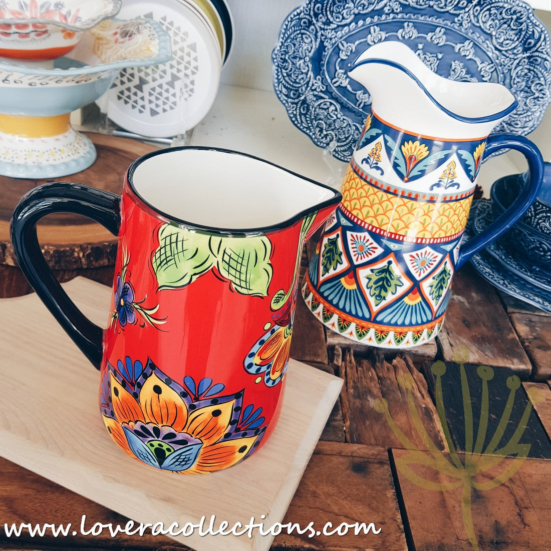 Vibrant Colorful Glass Pitchers - 50% Off Clearance Sale - Perfect for Iced Tea, Lemonade & Summer Beverages