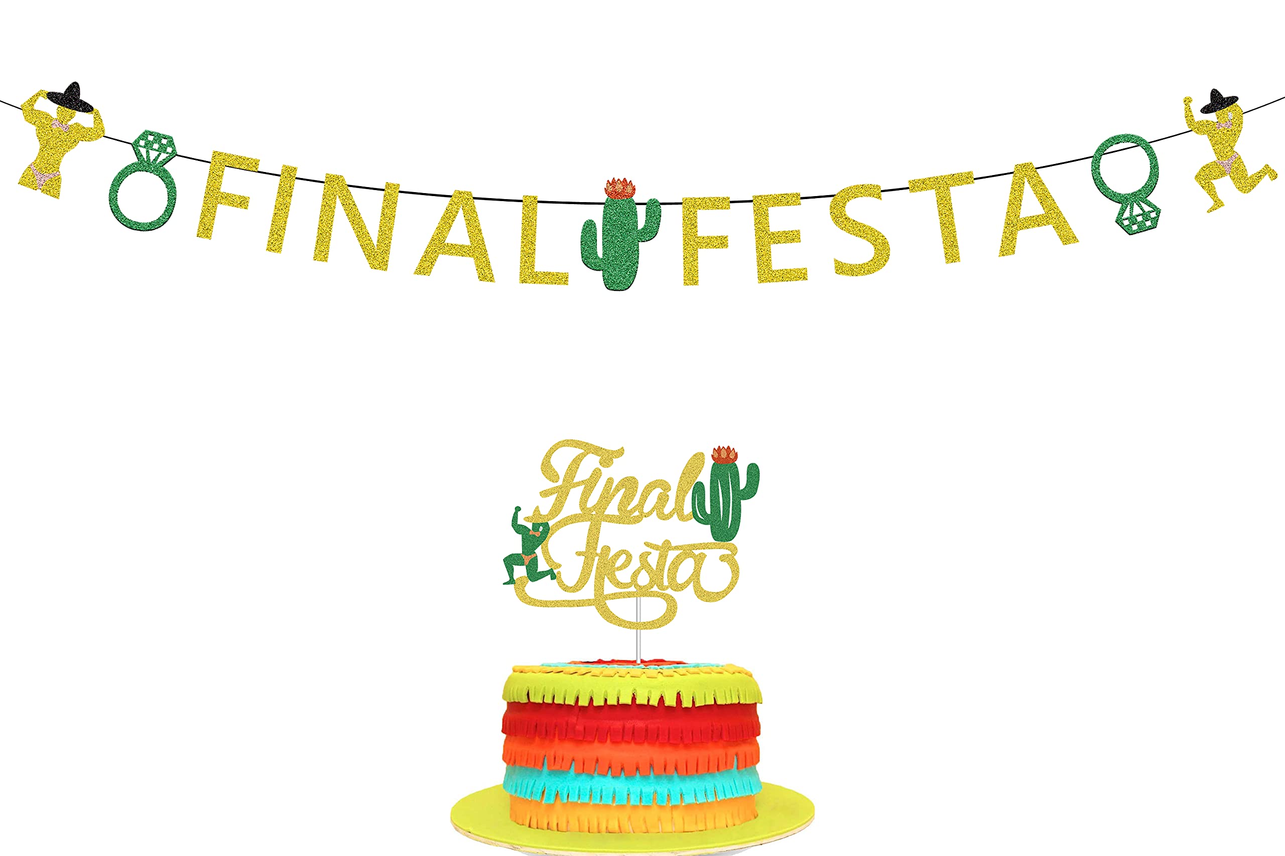 Final Fiesta Party Decorations - Mexican Fiesta Theme Party Supplies for Bachelorette, Wedding & Bridal Shower - Includes Banner & Cake Topper - Perfect for Last Fiesta Celebrations, Graduation Parties & Themed Events