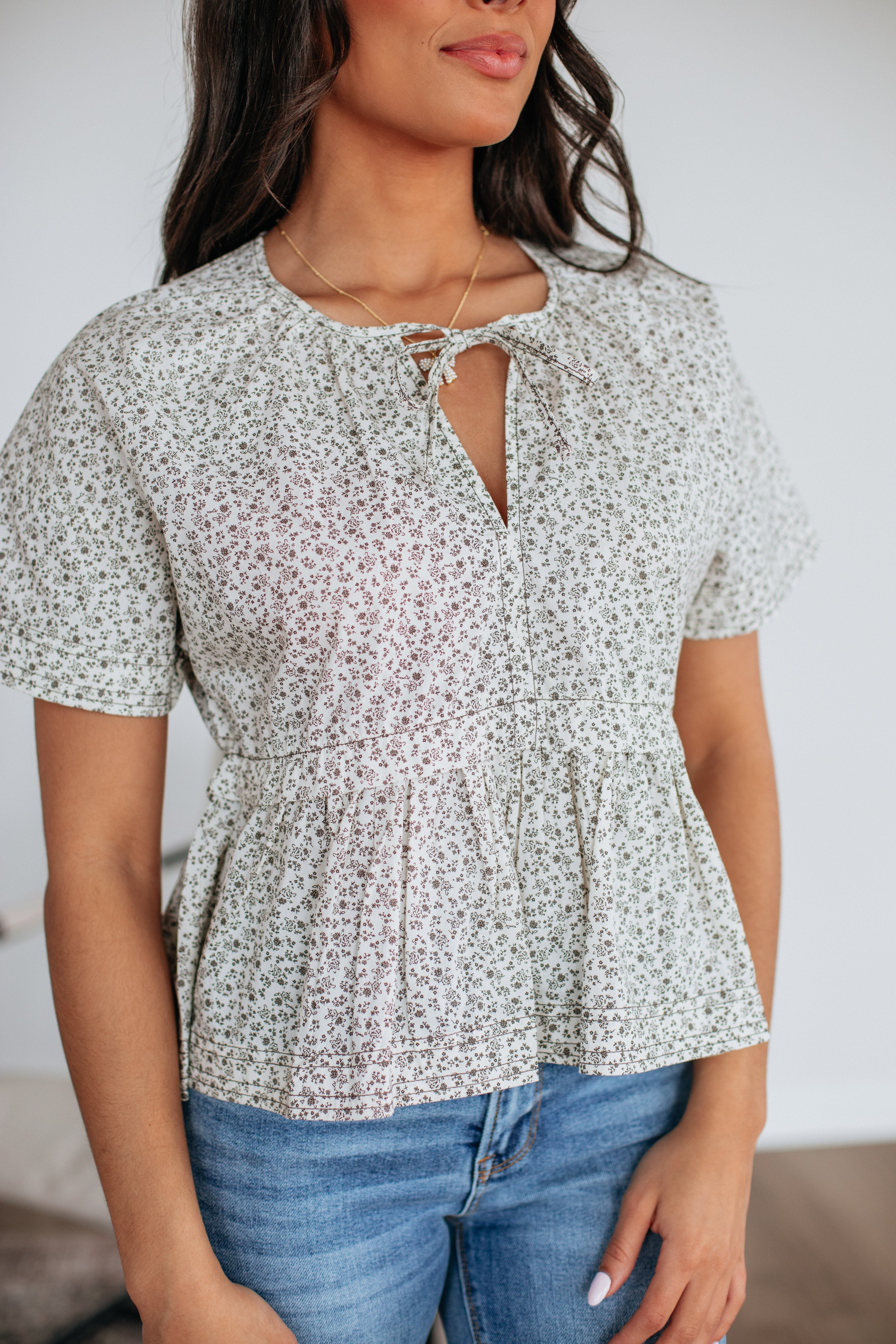 Chloe Floral Print Blouse in Charcoal Mix - Elegant Women's Tops for Casual Wear, Office & Date Nights