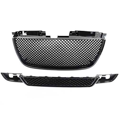 ZMAUTOPARTS Gloss Black Mesh Style Front Upper Grille + Bumper Grille Combo for GMC Yukon (2015-2022 Models) - Perfect for Off-Roading, Car Customization & Truck Upgrades