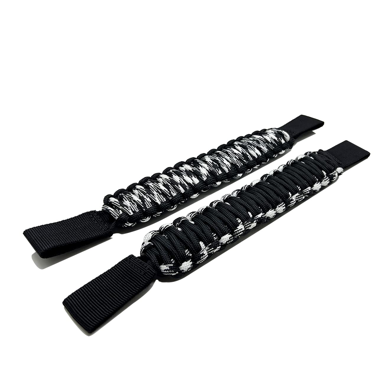 Heavy Duty Handmade Seat Mount Grab Handles (2pcs) - Compatible with Jeep Wrangler YJ TJ JK JL, Land Cruiser FJ & Suzuki - Black/White Camo Design - Perfect for Off-Roading, Camping & Adventure Trips