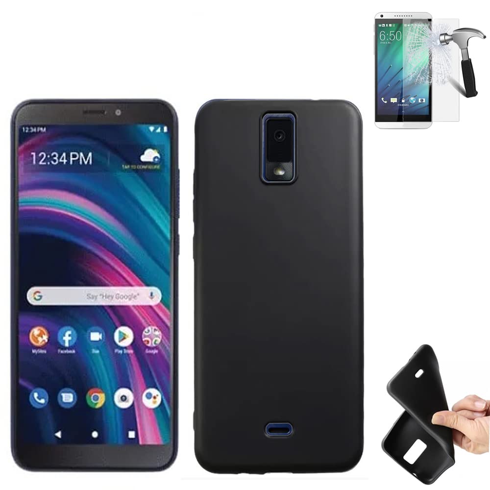 BLU View 3 (B140DL) Phone Case with Screen Protector - Flexible Gel Cover in Black for Shockproof Protection | Perfect for Everyday Use, Work & Outdoor Activities