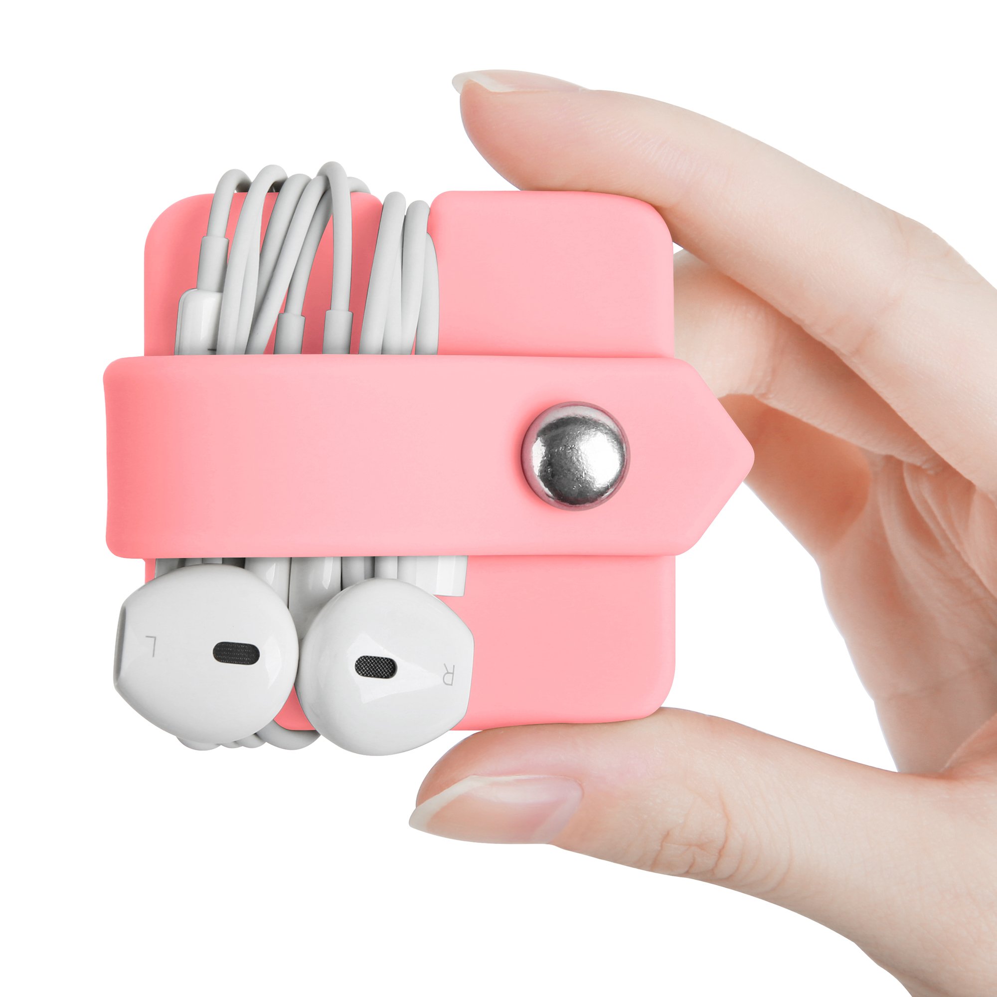 ELFRhino Premium Cord Organizer for Earbuds & Headphones - Cable Winder, Earphone Wrap & Storage Case (Pink) - Perfect for Travel, Office & Home Organization