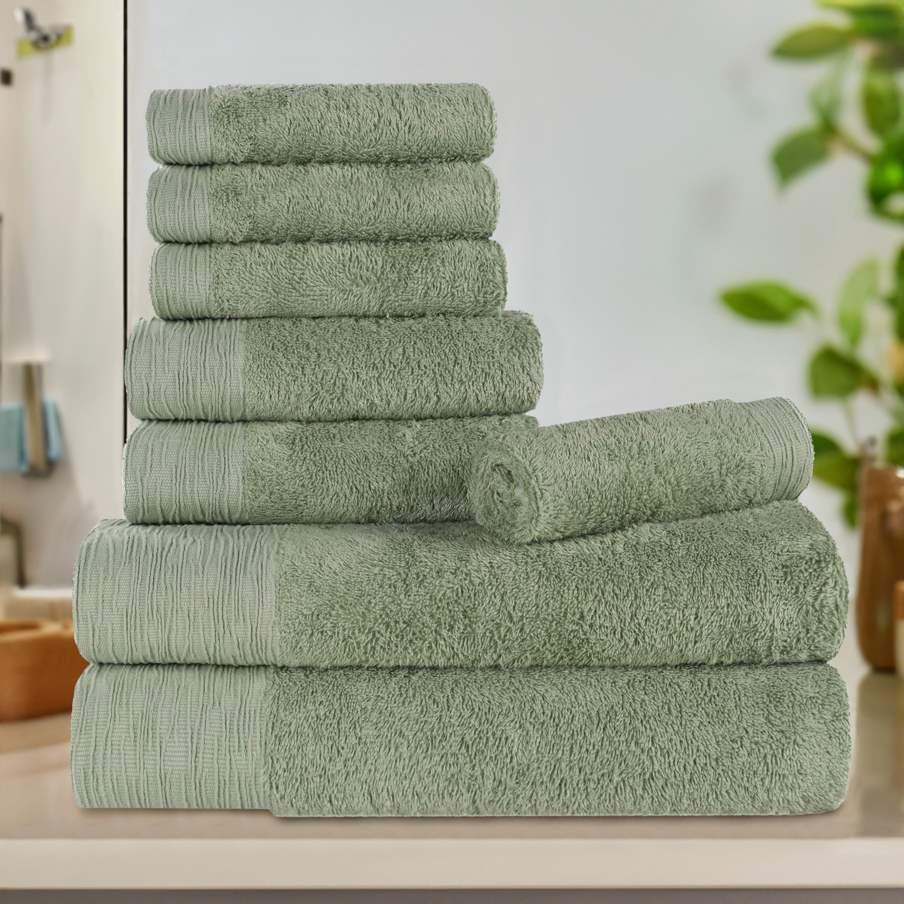 Rayon from Bamboo 8-Piece Towel Set | Ultra Soft & Eco-Friendly Bath Towels | Perfect for Spa, Bathroom & Guest Use