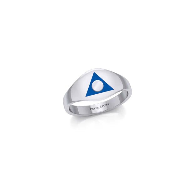 Al Anon Sterling Silver Ring with Blue Enamel - Elegant Jewelry for Recovery Support & Daily Wear