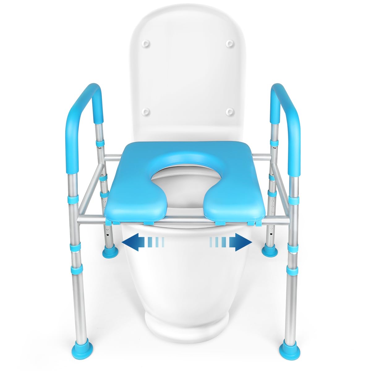 **Premium Raised Toilet Seat Riser with Handles – Adjustable Height & Width, Supports Up to 400 lbs – Stable Elevated Commode Seat with Cozy Padding – Ideal for Seniors, Handicapped & Pregnant Women – Perfect for Bathroom Safety & Mobility Assistance**    *(Use Case: Enhances comfort and safety for elderly, disabled, or post-surgery users, providing secure toilet access with ergonomic handles and padded support.)*