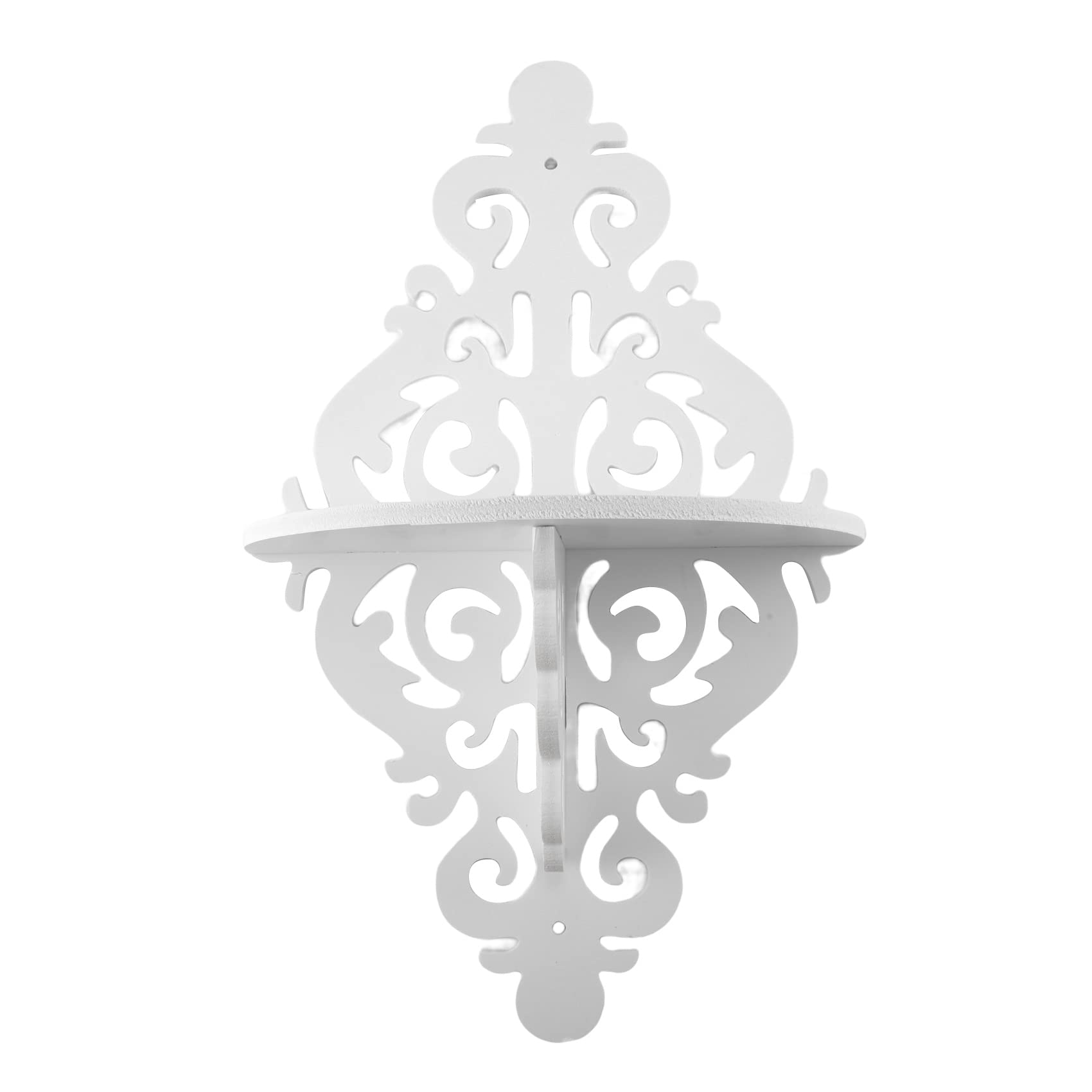 Aduoke Vintage Filigree Wall Shelf - Shabby Chic Decorative Shelf for Country House, White | Perfect for Living Room, Bedroom, Bathroom & Kitchen Storage & Display