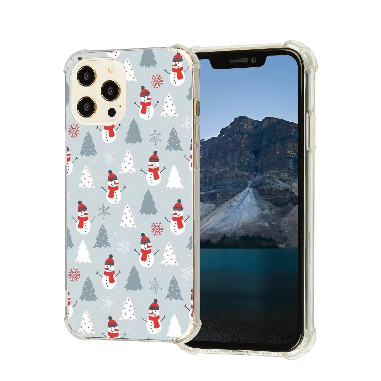 Christmas Snowman & Tree iPhone 12 Pro Max Case - Festive Winter TPU Bumper Cover with Wireless Charging Support | Perfect Holiday Gift & Seasonal Protection