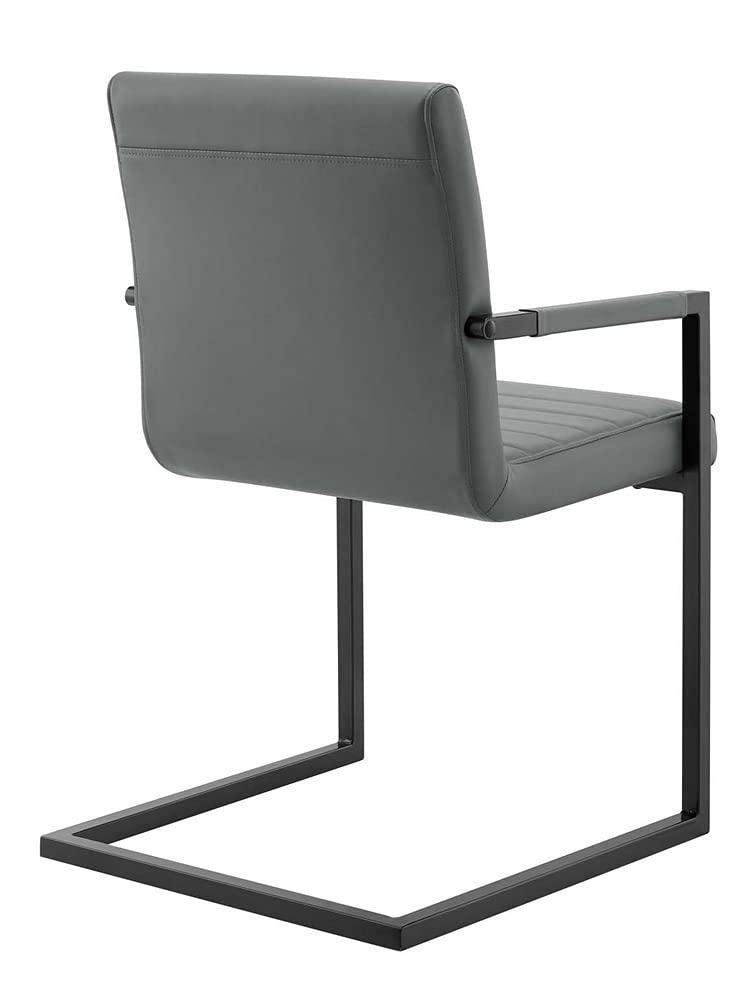 Modway Savoy Vegan Leather Dining Chairs Set of 2 - Gray Modern Upholstered Kitchen Chairs for Dining Room, Breakfast Nook & Small Space