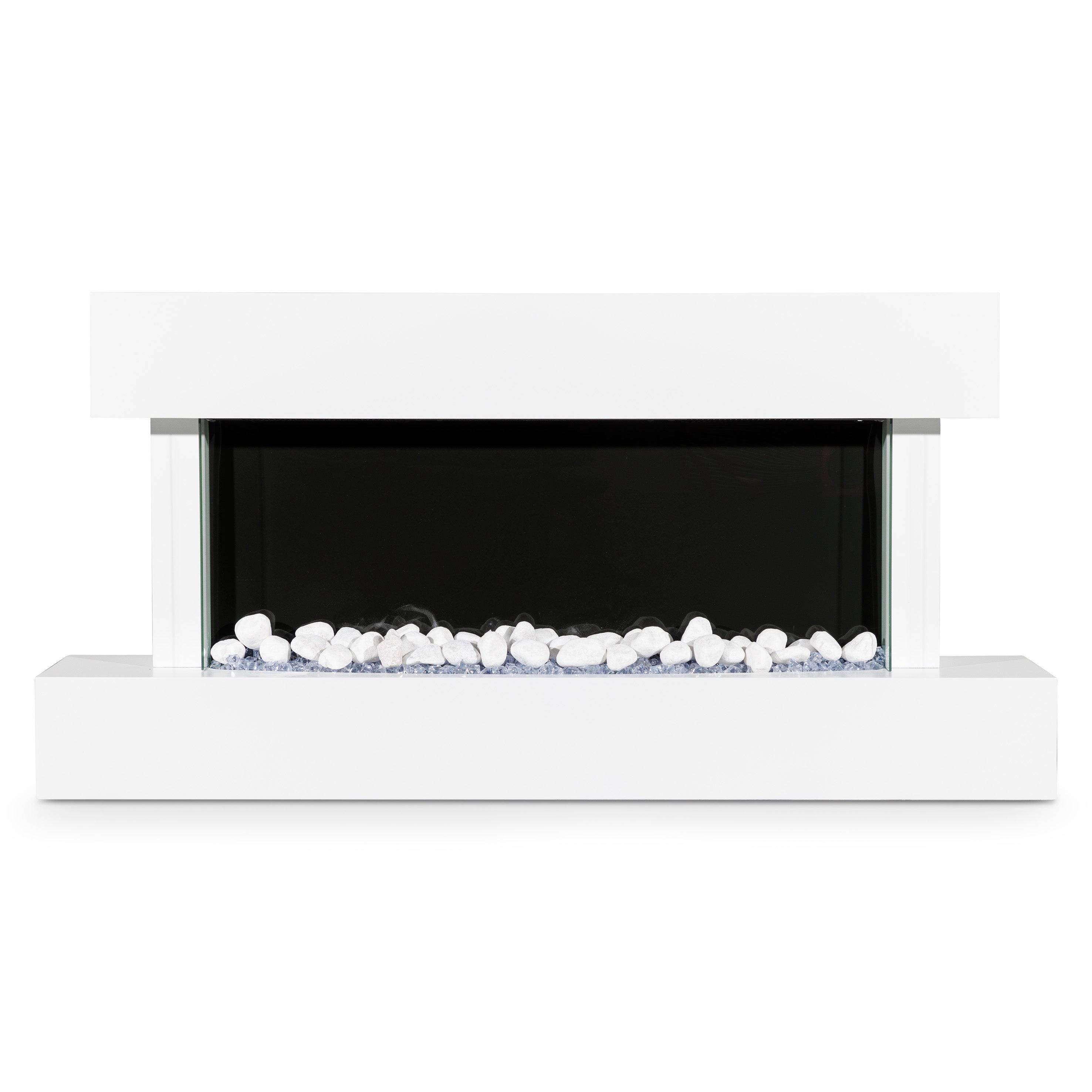 Baridi 46 Inch Electric Fireplace Wall Mounted with Realistic LED Flame Effects - White DH113 - Perfect for Living Room, Bedroom & Office Heating & Ambiance