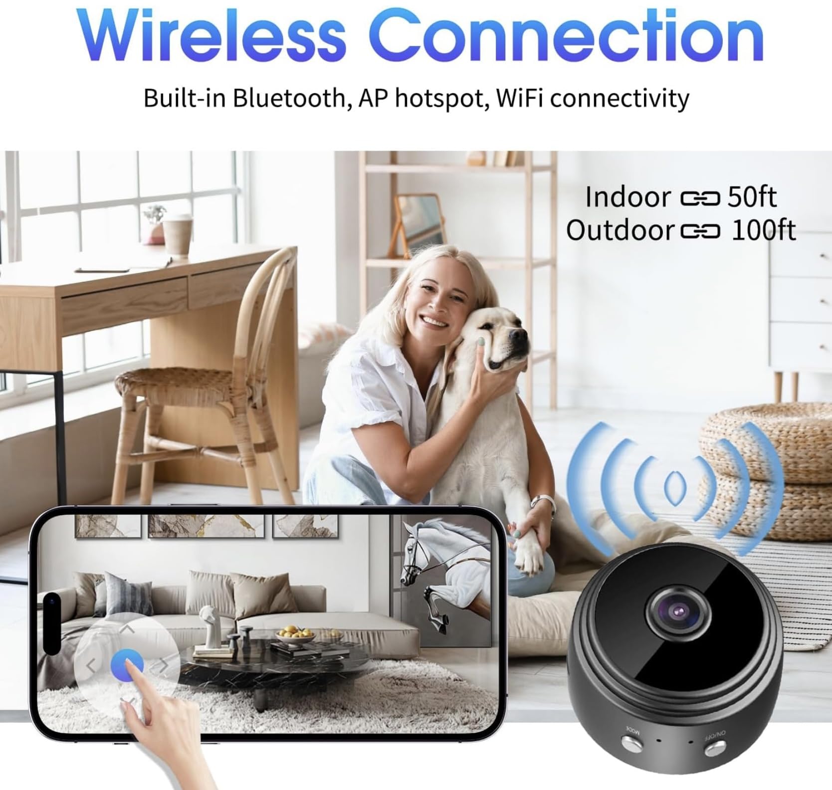 Mini Wireless WiFi Security Camera HD 1080P with Night Vision - Indoor Nanny Cam for Home/Baby/Pet Monitoring, Remote Viewing via iOS & Android App - Ideal for Home Security, Baby Care & Pet Watching