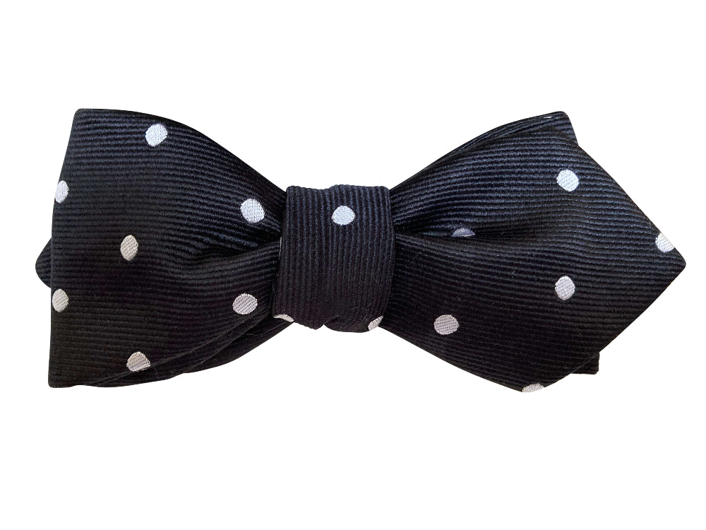 Elegant Black & White Polka Dot Silk Bow Tie for Men - Perfect for Weddings, Prom & Formal Events